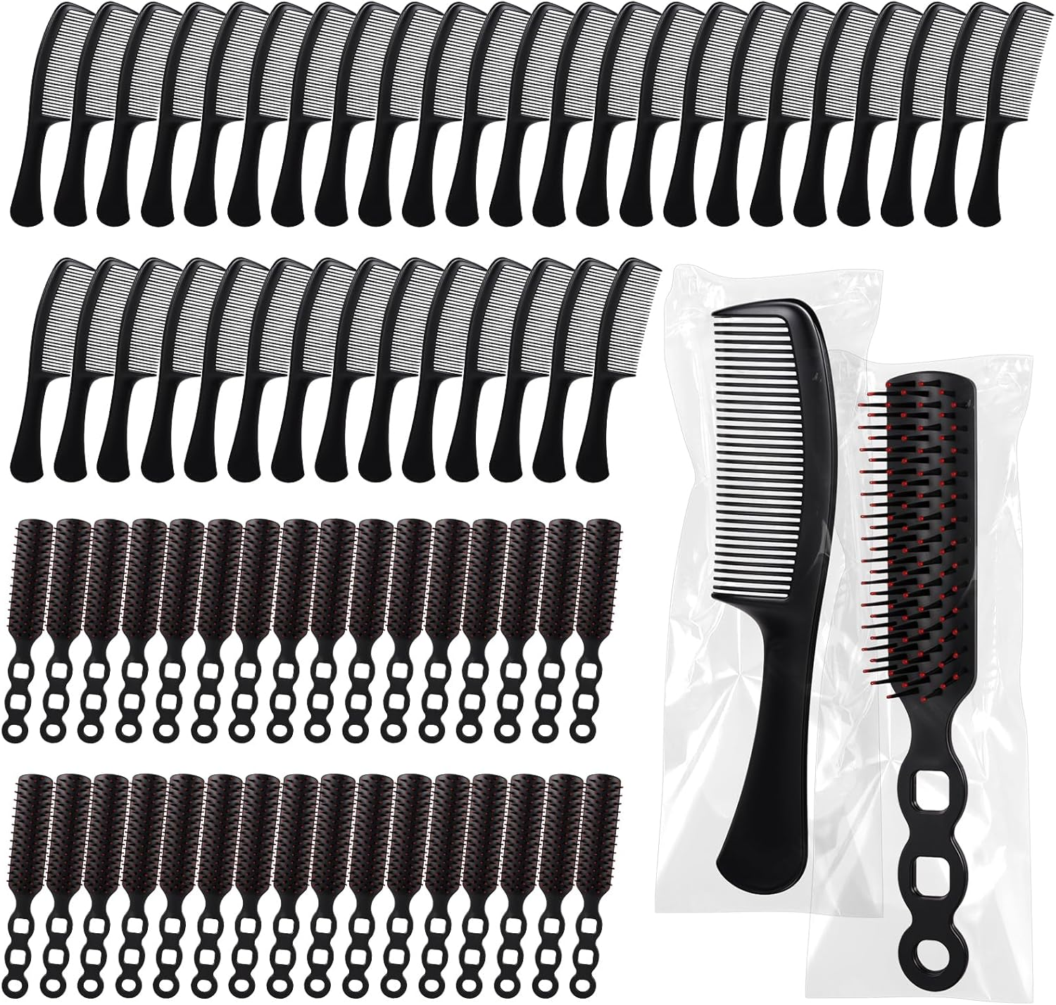 100 Pcs Hair Brushes and Combs Set for Homeless Individually Wrapped Bulk Hair Brush and Comb Set for Women Travel Hotel Homeless Charity image number 4