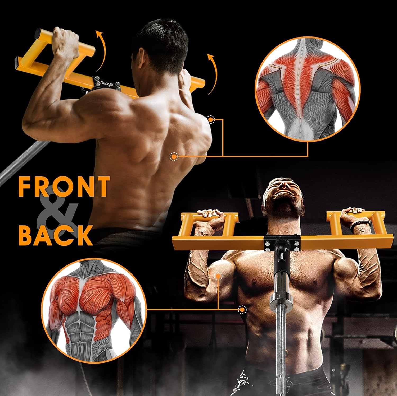 Yes4All Viking Press, Landmine Handle Attachment for 2-Inch Olympic Barbell &ndash; 3 Hand Grip Positions - Support Home Gym for Deadlift, Squat Workout, Increased Versatility - Orange image number 4