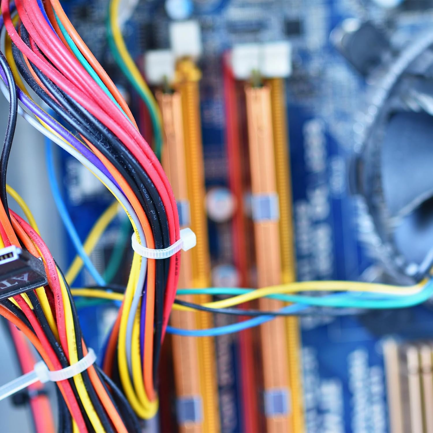 TEAONE Cable Tie Mounts, 100 PCS White Tie Wire Clips with 100 PCS Zip Tie for Wire Storage (Bulk) image number 1