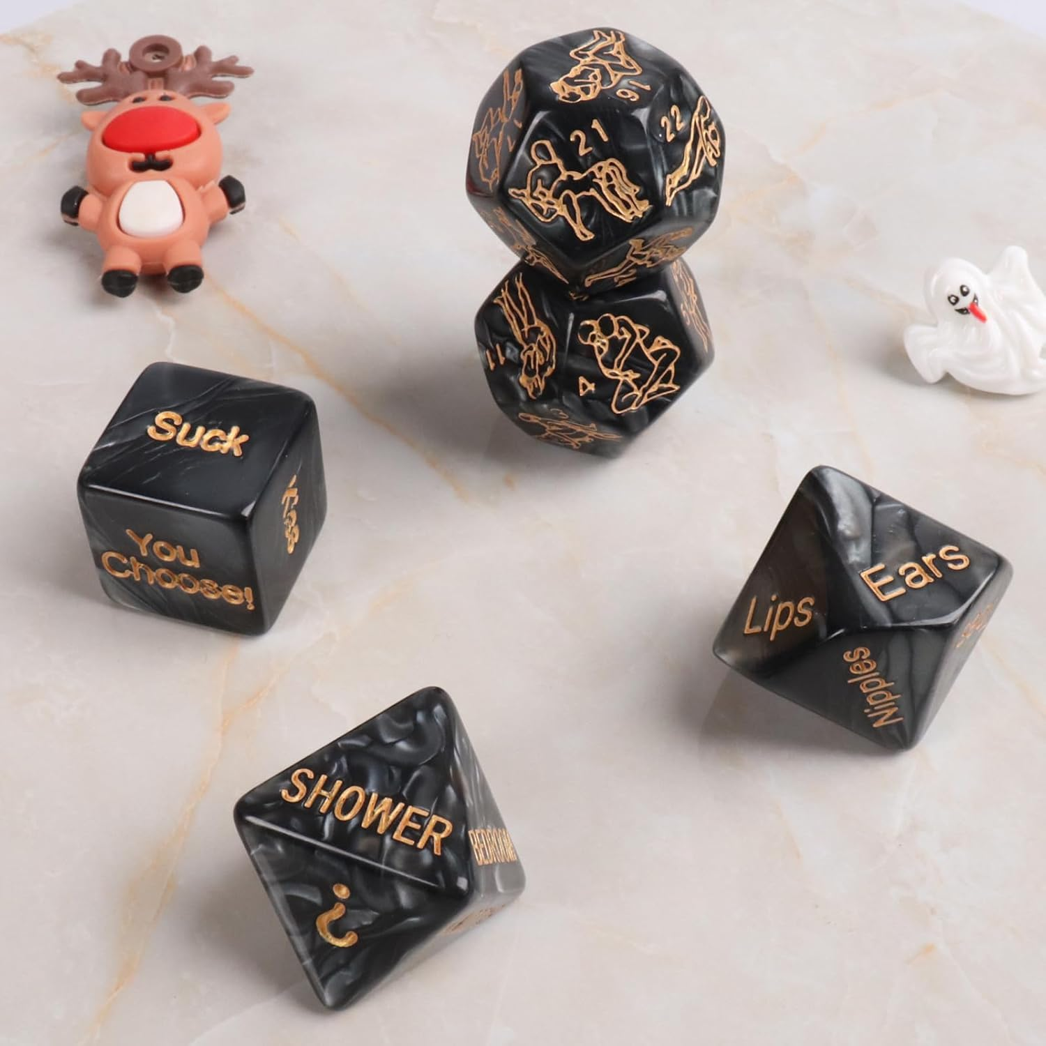 Tnstk Date Night Dice, Funny Couple Dice Game, Portable Couple Dice Kit for Adults Women Men Husband Girlfriend Boyfriend (Black) - White image number 5