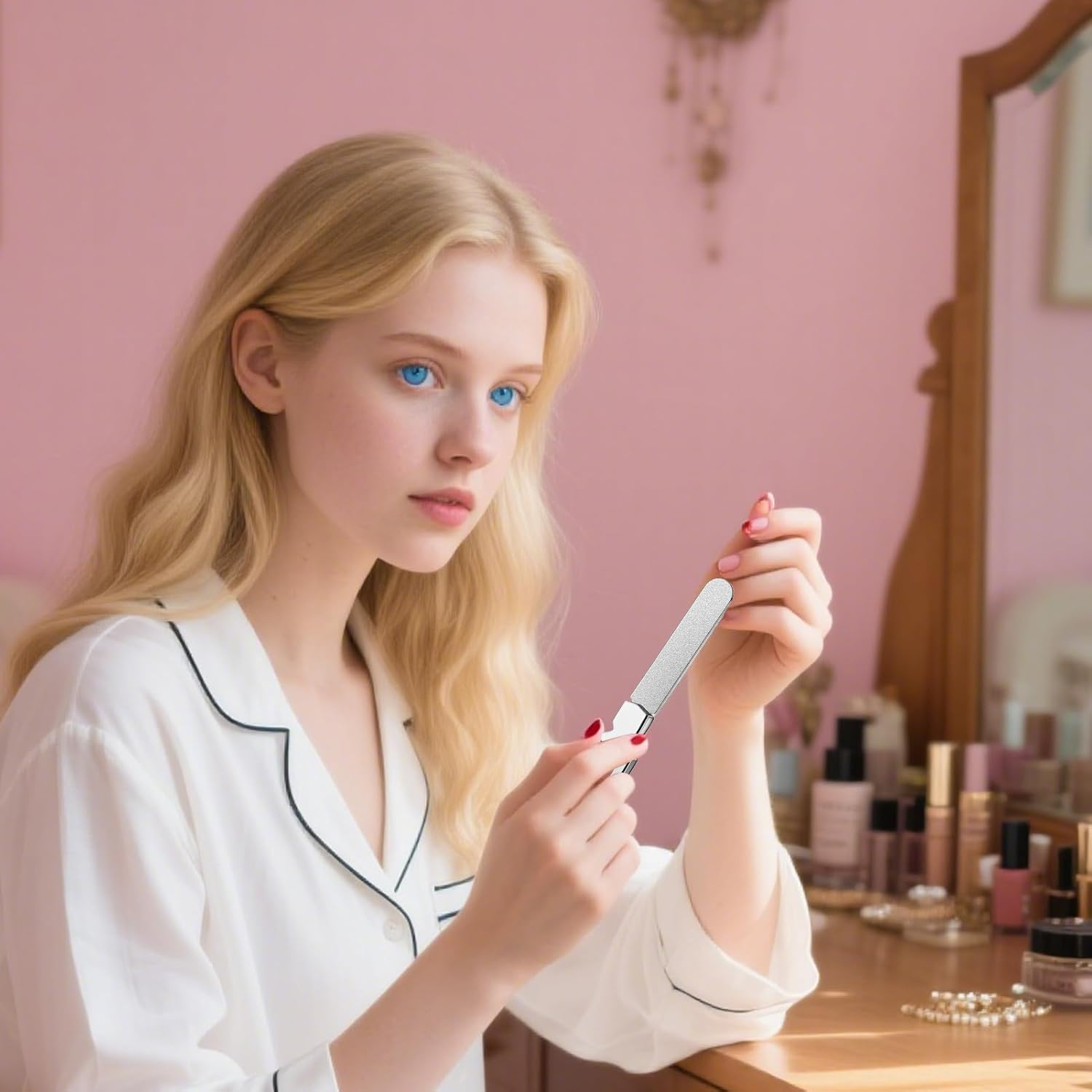 Metal Nail File | Portable Manicure Nail File | Fingernail Care Accessories, Stainless Steel Toenail Grinding Tool for Men Women image number 5