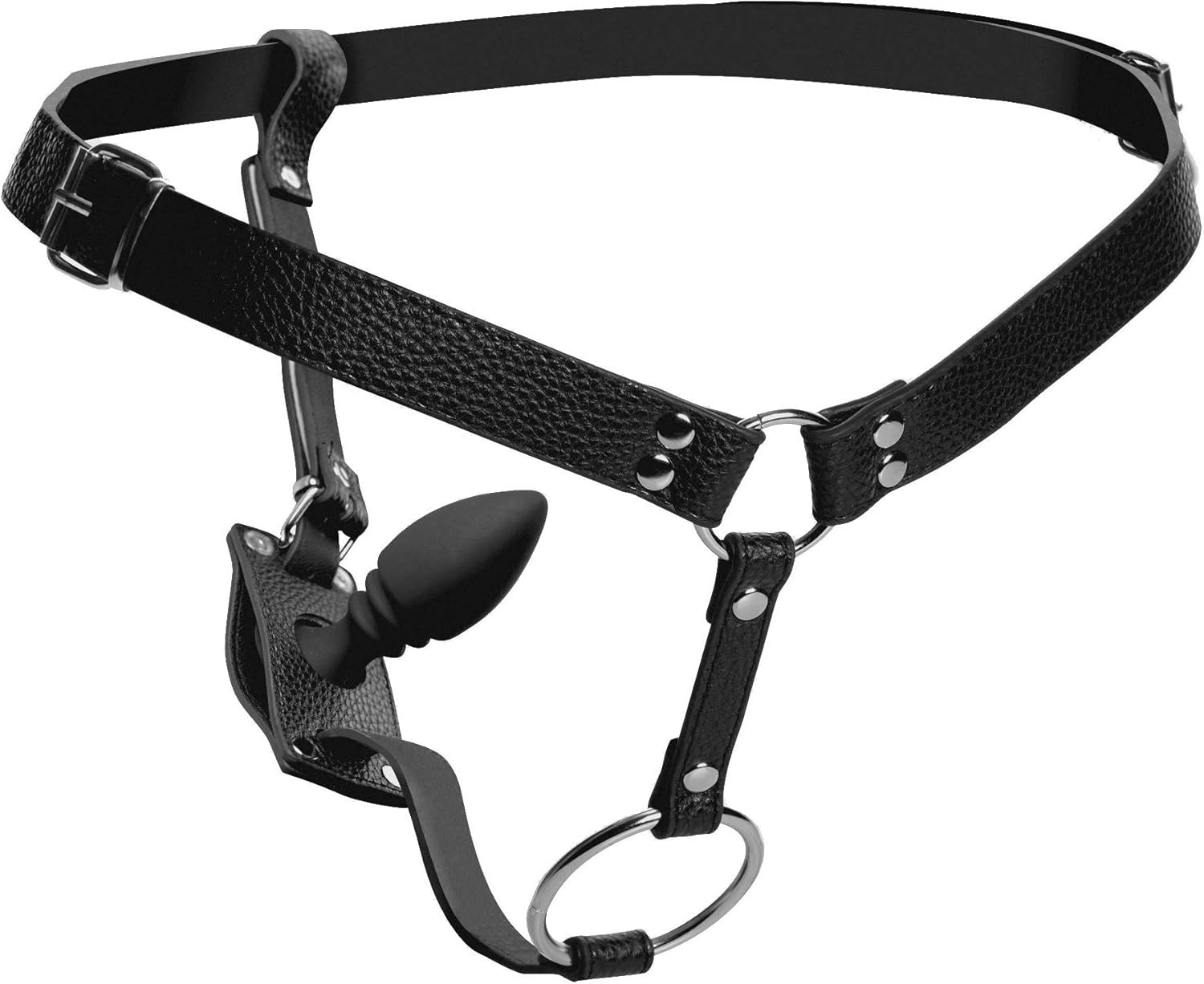 STRICT Male Cock Ring Harness with Silicone Anal Plug image number 3