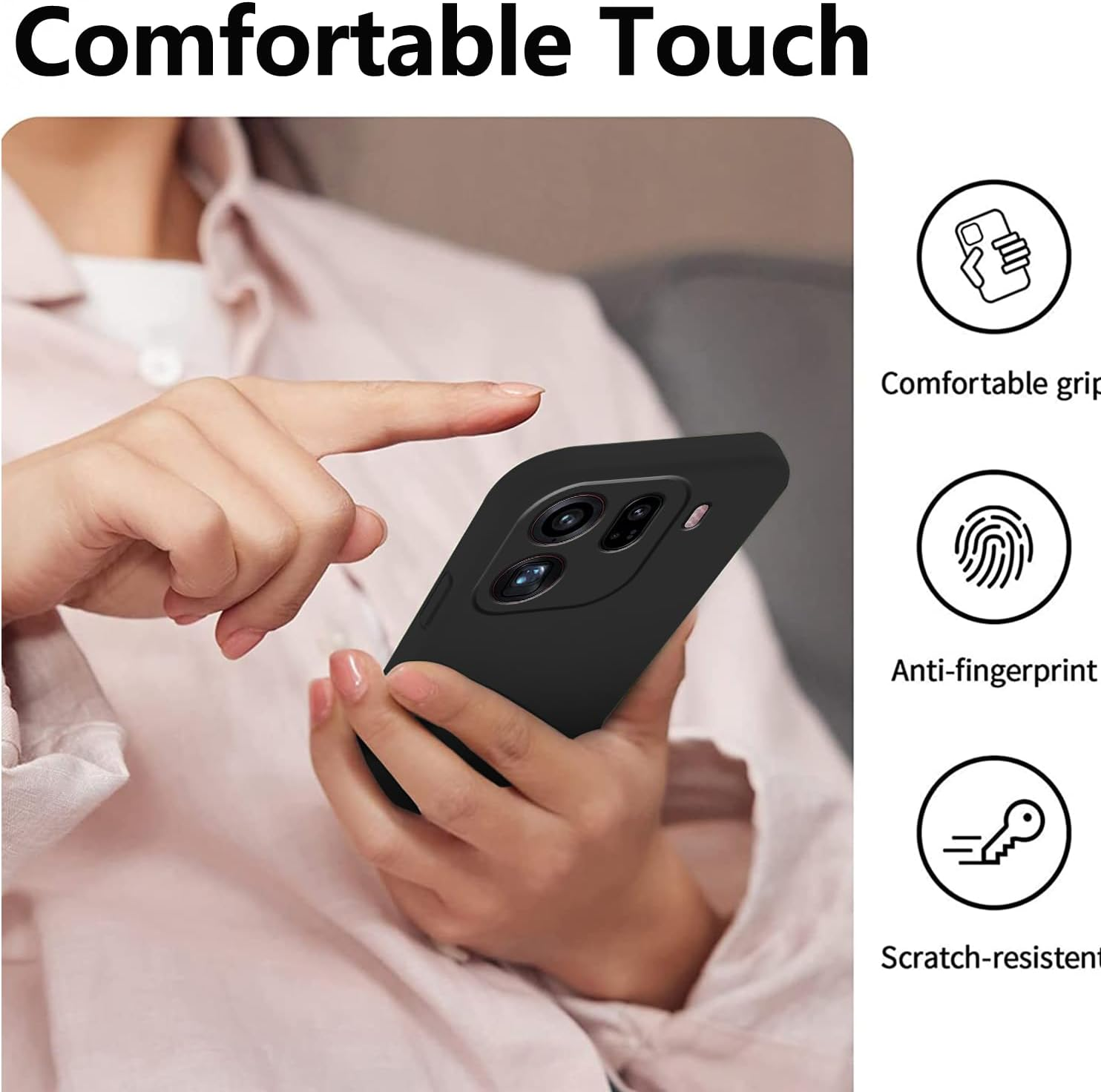 Wousunly for Oppo Find X9 Case Liquid Silicone TPU, Mobile Phone Case for Oppo Find X9 Thin Scratch-Resistant Soft Shockproof (Black)