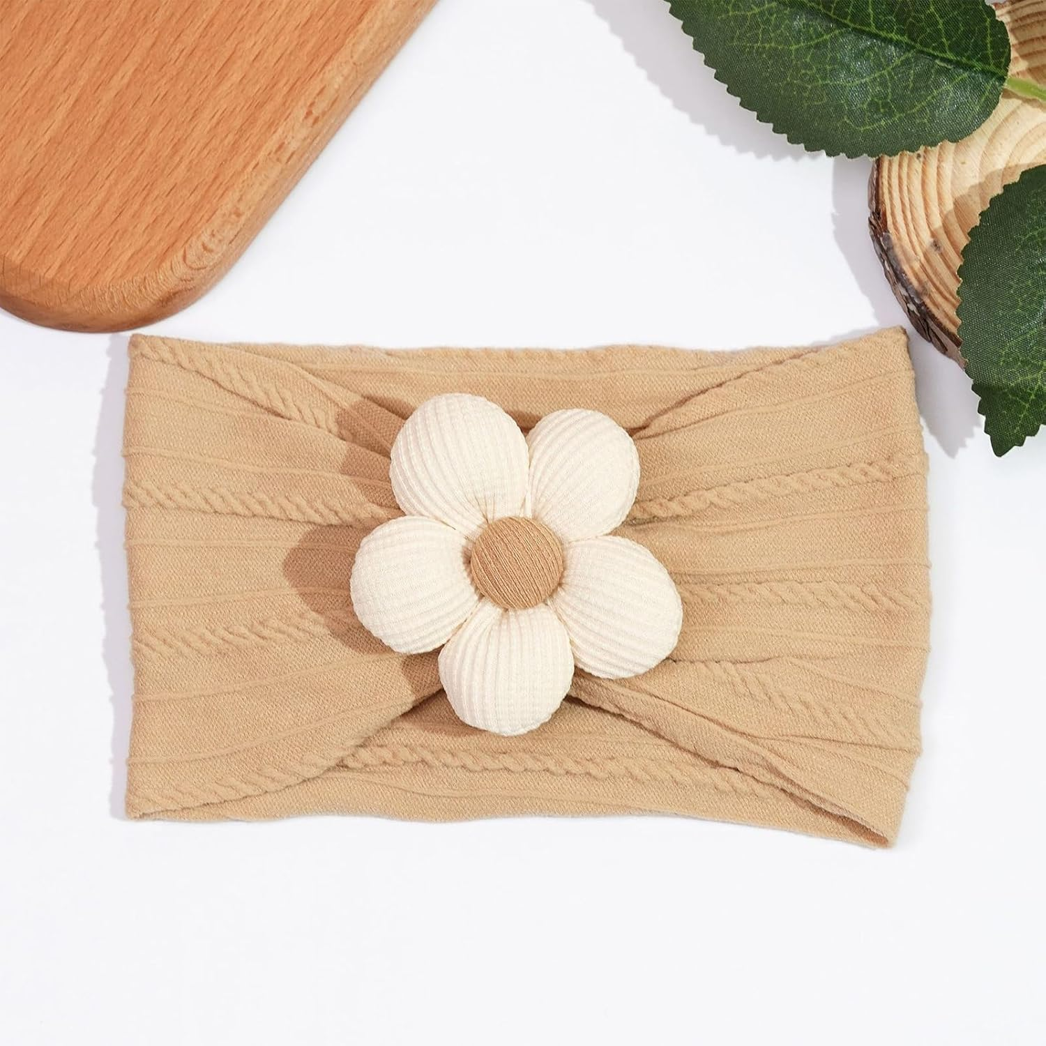 4 Pcs Baby Girls Flower Headbands, Nylon Soft Stretchy Hair Accessories for Newborn Infant Toddler Kids, Handmade Hairbands Baby Essentials image number 6