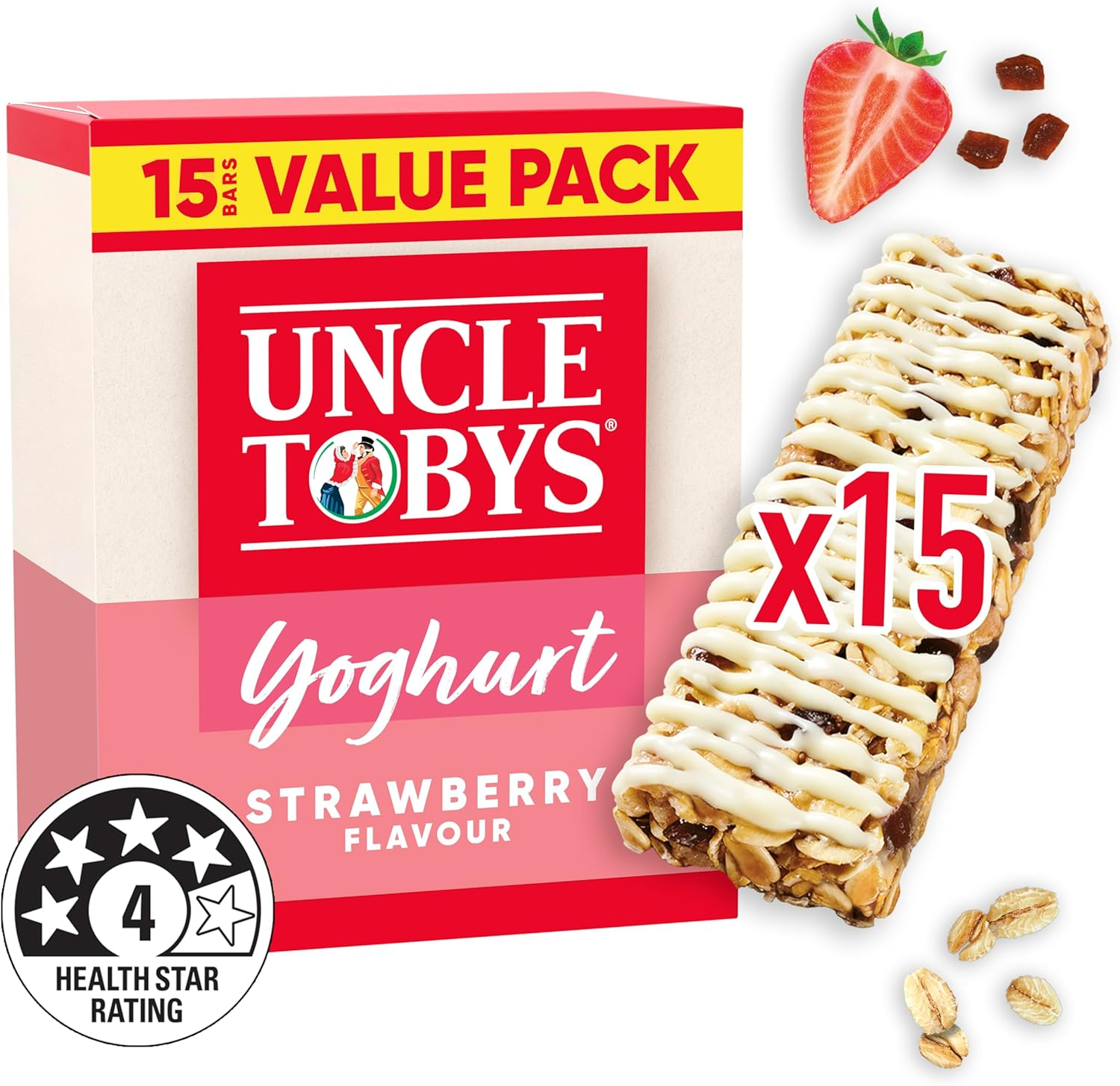 Uncle Tobys Strawberry Yoghurt Muesli Cereal 15 Bars (75 Count, Pack of 5) image number 1
