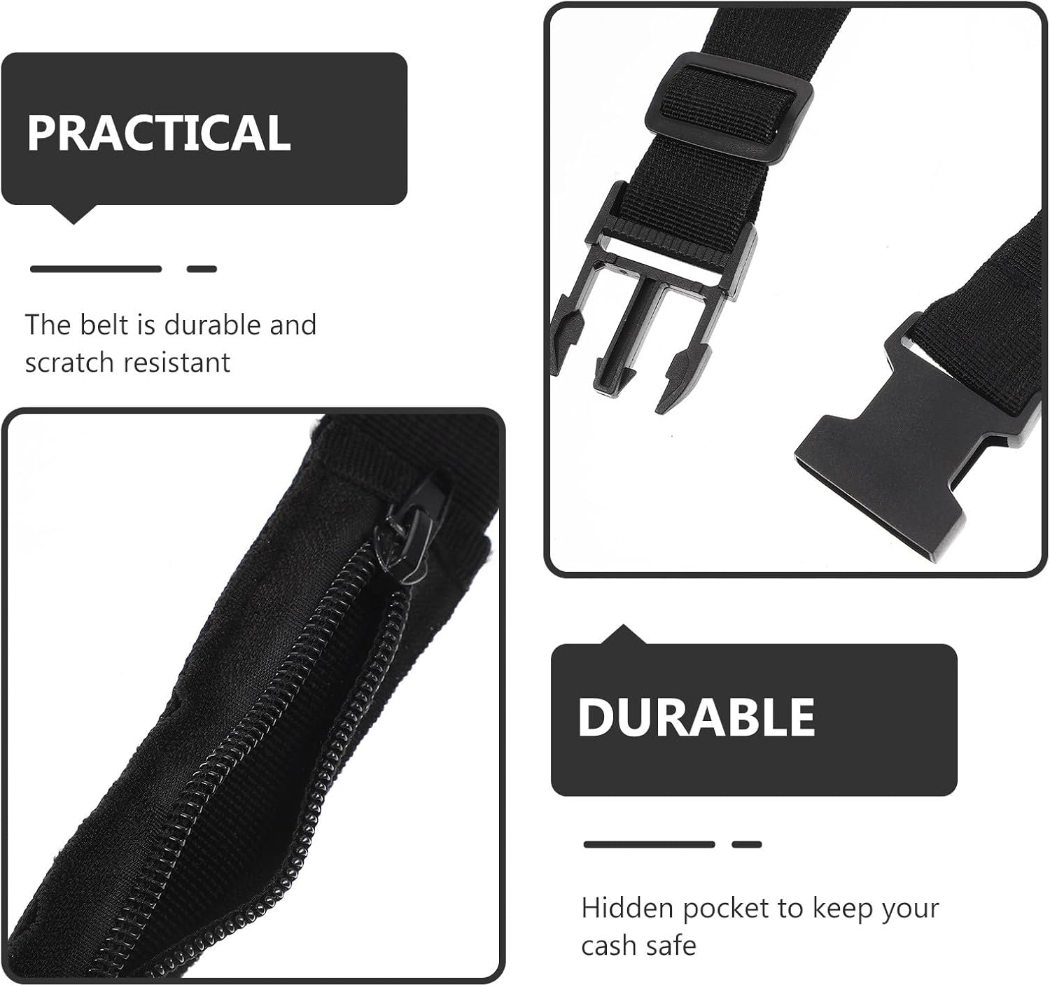 Holibanna Invisible Security Money Belt, Multifunctional Travel Waist Belt Wallet with Hidden Pocket, Black 120Cm Portable Outdoor Sports Waistband for Men and Women image number 4