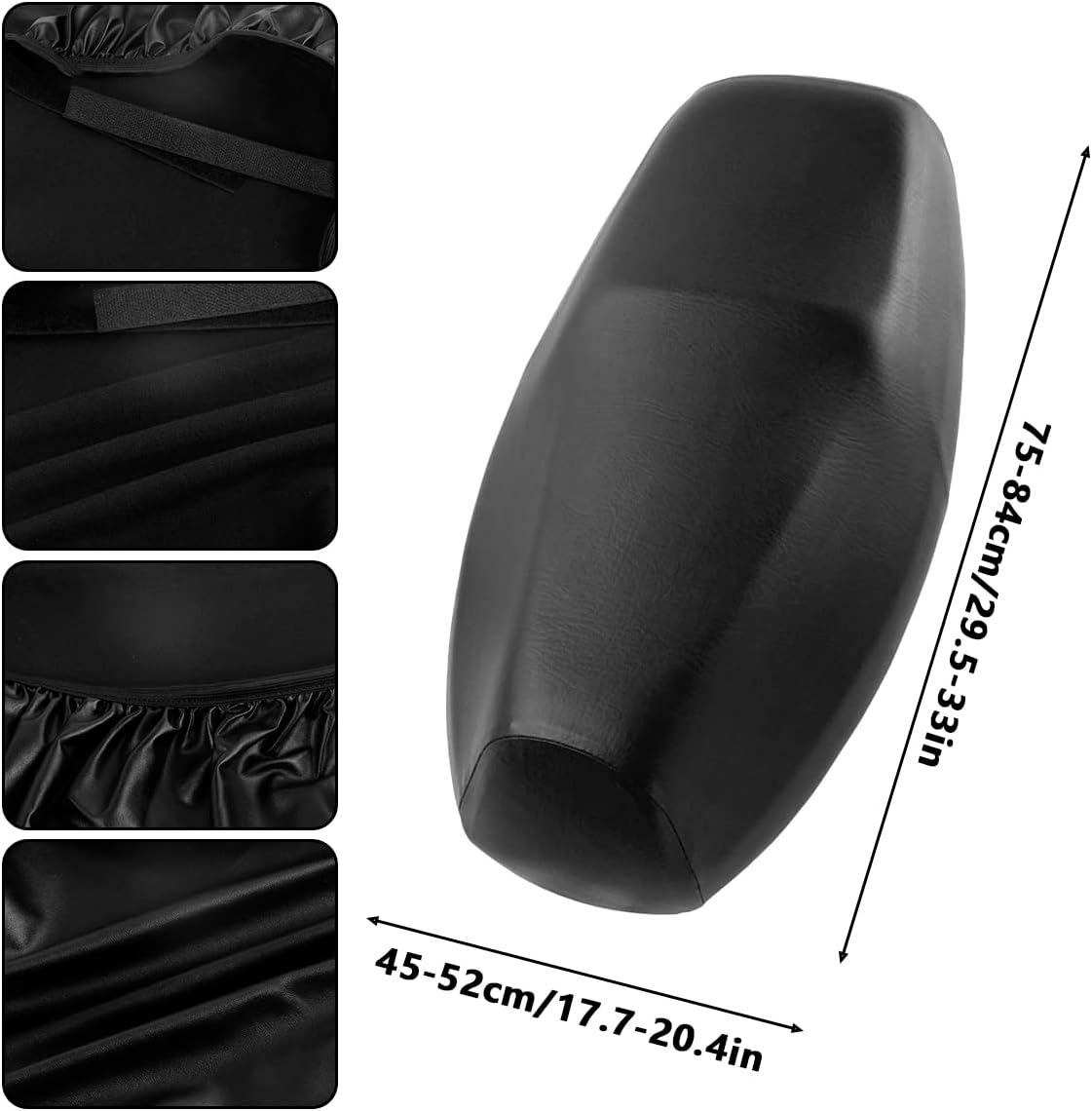 Abizarch Universal Motorcycle Scooter Seat Cover, PU Leather Motorbike Seat Protector Cover with Elastic, Breathable Motorcycle Rain Seat Cover for Most Motorbike Scooter Seat -Black image number 3