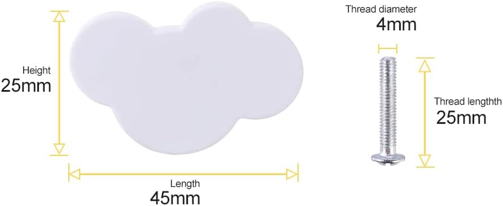 2Pcs Cloud Cartoon Furniture Cupboard Dresser Cabinet Handles Kids Room Door Wardrobe Hardware Pulls Knobs Small(Single Hole)