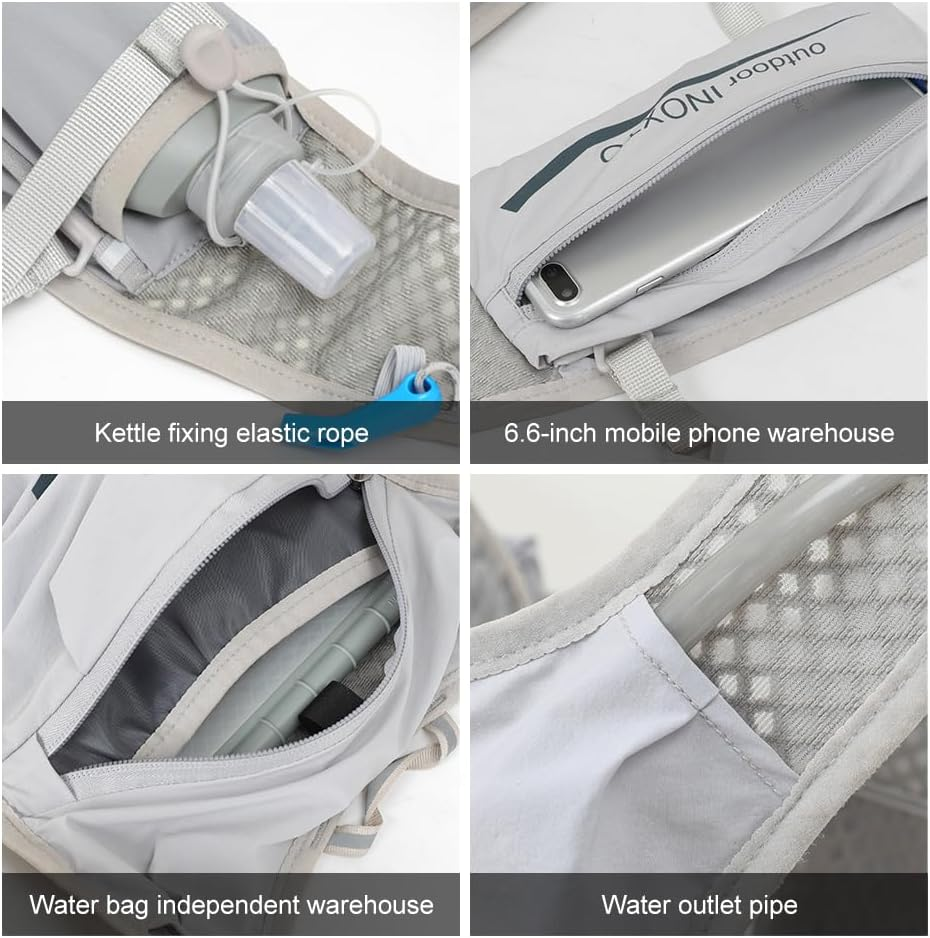 INOXTO Running Backpack, 5-Liter Lightweight Hydration Bag for Outdoor Hiking Cross Country Marathon Cycling Competition Mountaineering Water Bag Backpack for Men image number 2