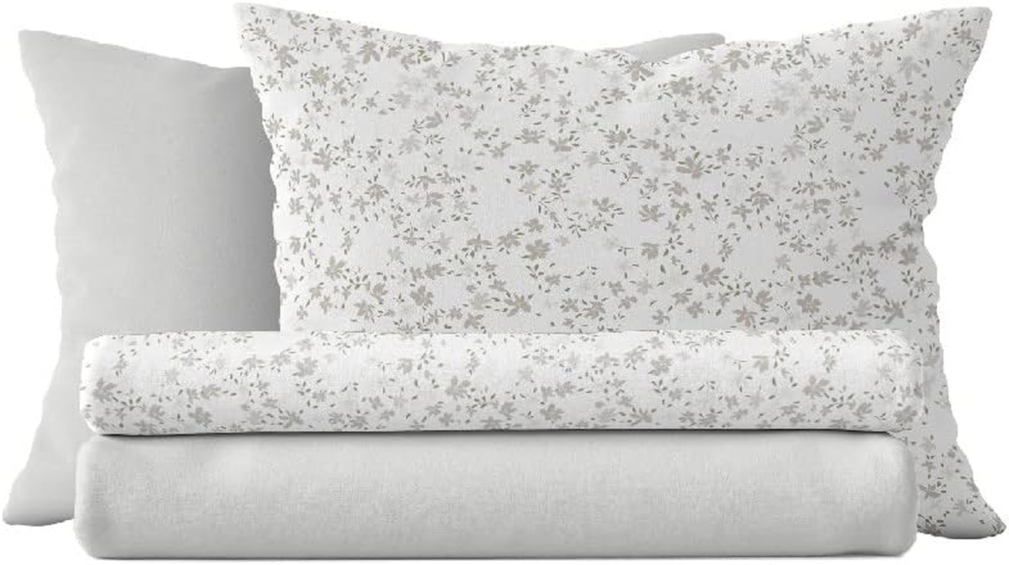 Homemania Mandy Bedding-Single-With Fitted, Sheet, Pillowcase, White, Grey, Cotton, 150 X 280 Cm