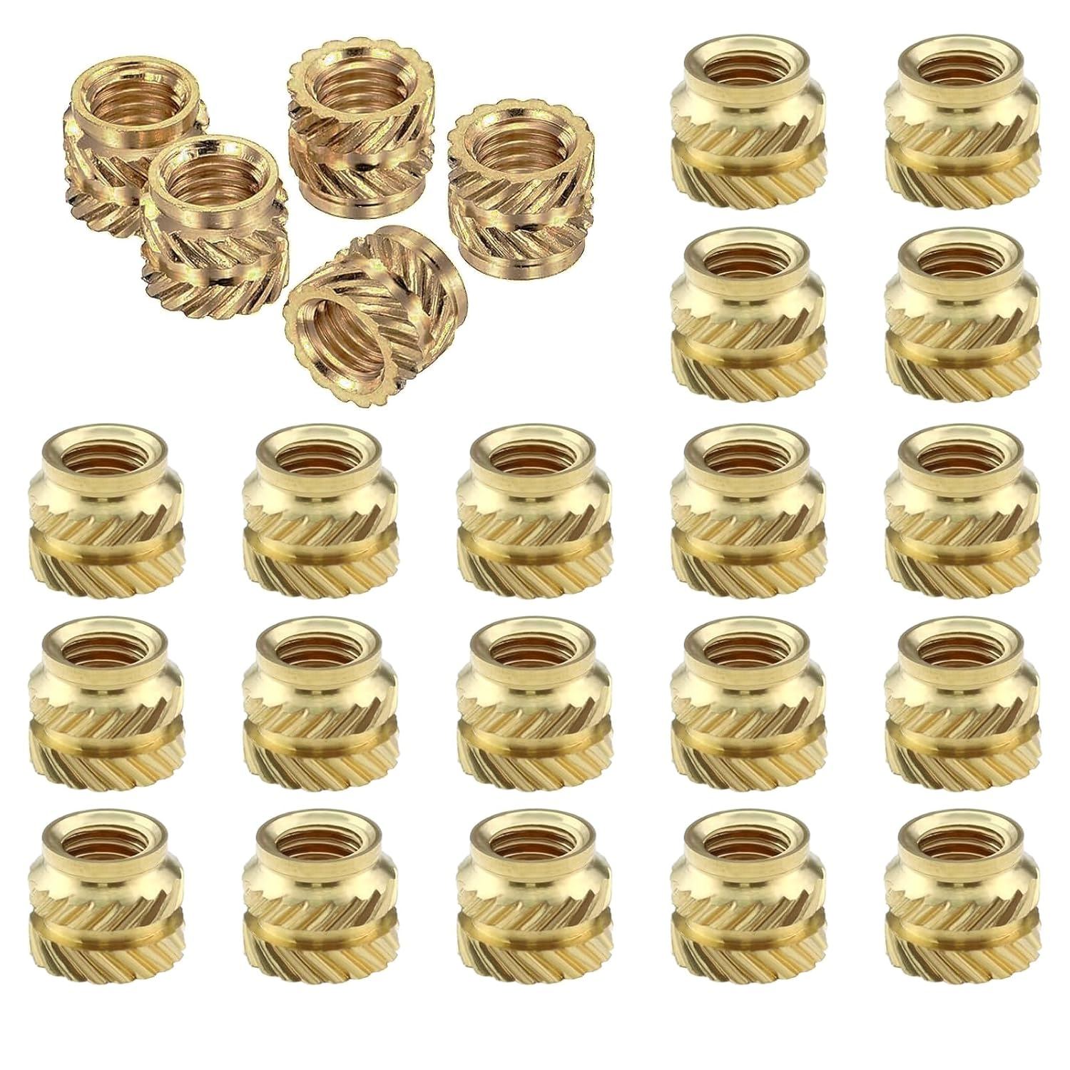 Luojinluoda 100PCS Threaded Inserts M3 Assortment Box - Brass Heat Set Insert for Plastic Parts - Metric Knurled Nuts for 3D Printers (M3X4X5Mm) image number 2
