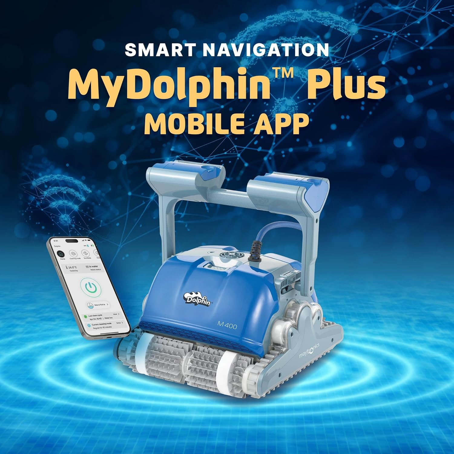 Dolphin M400 Combined Brush Robotic Pool Cleaner with Caddy, up to 210Min Cycle, Clean Floor, Walls, Waterline up to 15M Pool with Dual-Drive Motor, Ultra-Fine Filter, All-Terrain Brush - Robot Vacuum image number 2