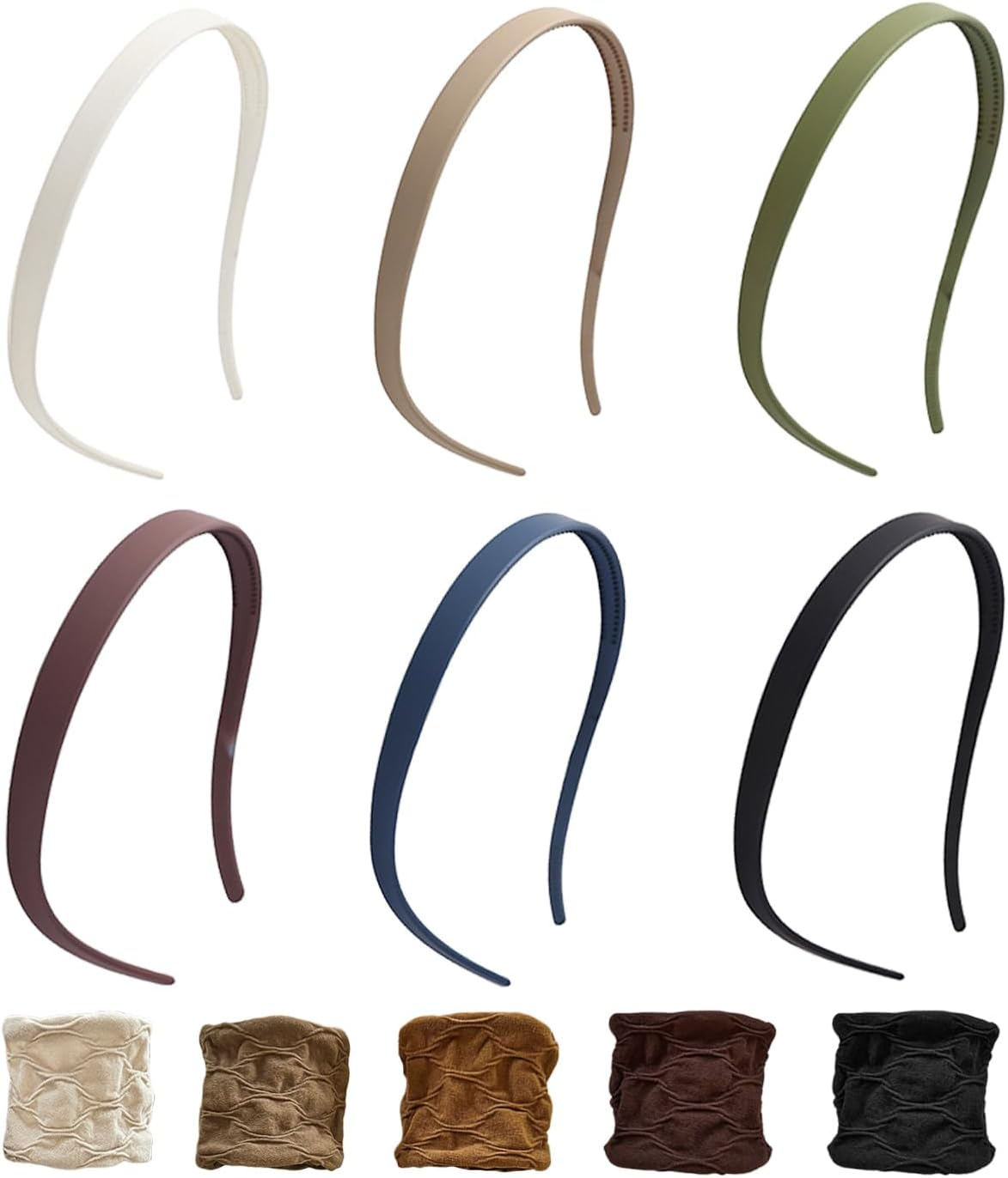 6 X Simple Headbands and 5 X Hair Rings, Non-Slip Plastic Headbands, Elastic Ponytail Hair Ropes, Tie up Hair Bands for Women, Hairstyle Decoration. image number 5