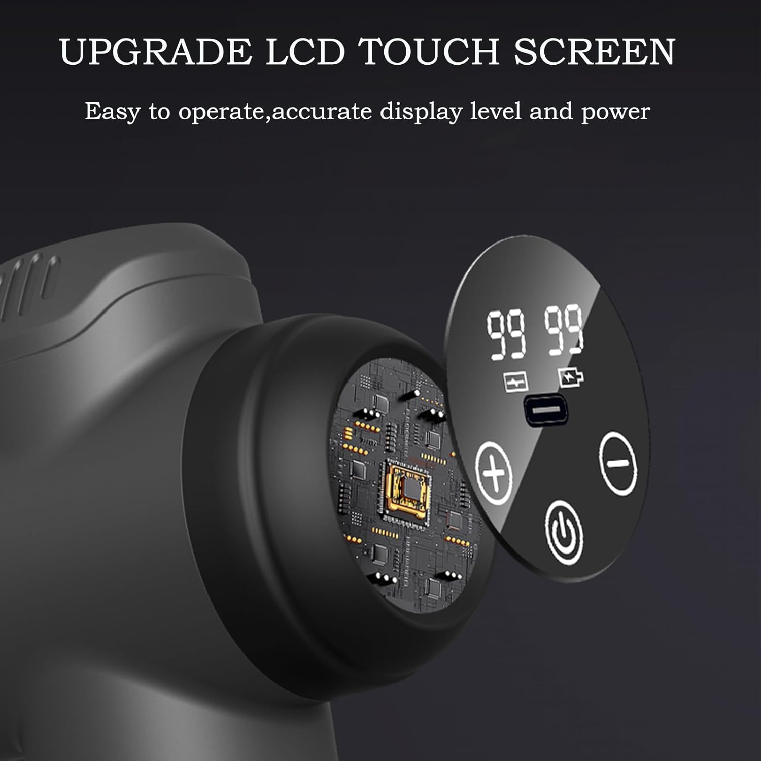 Massage Gun Deep Tissue, 99 Speeds Handheld Muscle Percussion Massager, 8 Massage Heads LCD Touch Screen, Portable Electric Back Massager with Carry Case for Muscle Pain Relief image number 5