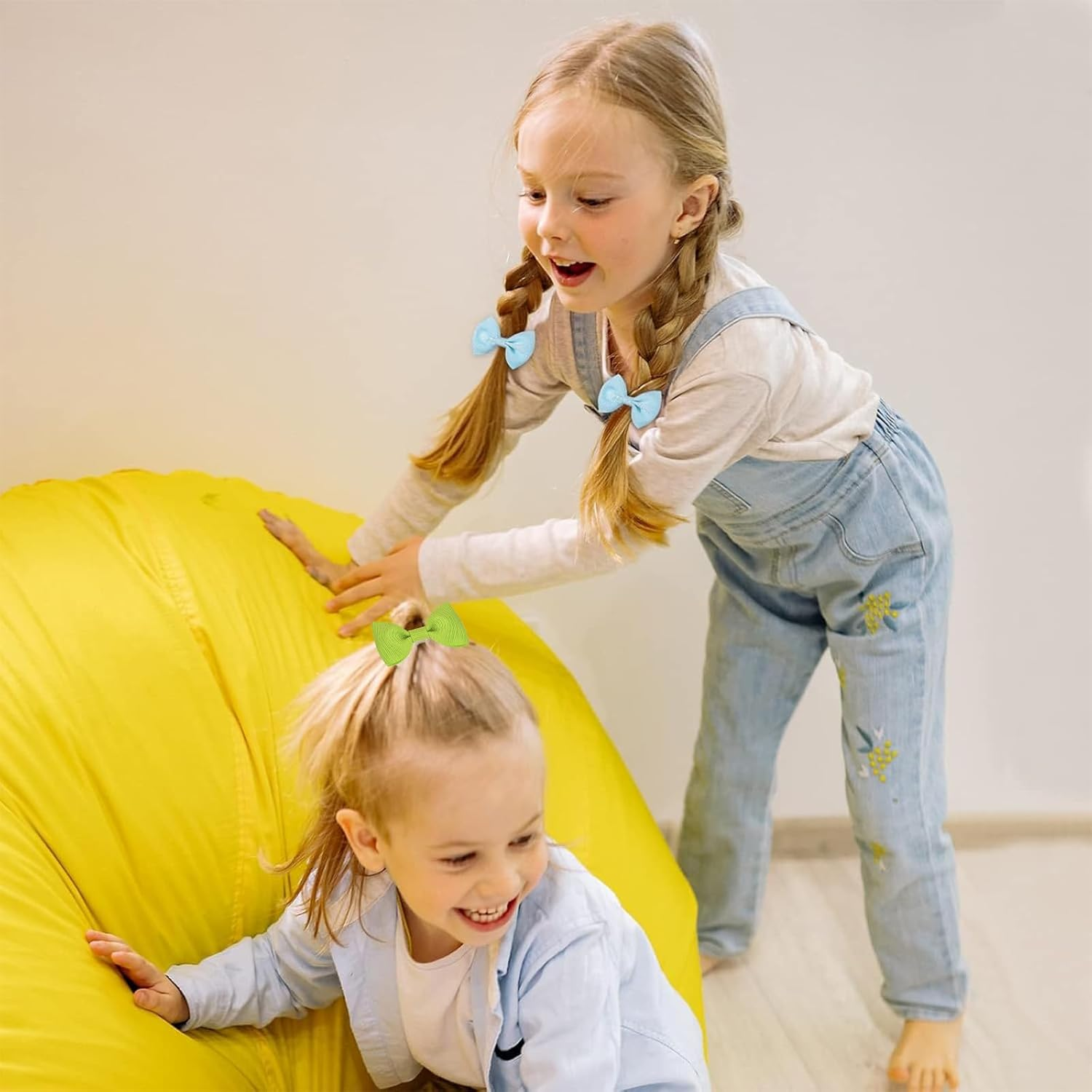 Itadaku 20 Pcs Baby Girls Bow Hair Ties, Mini Ribbon Hair Bands, Elastic Hair Accessories, Cute Boutique Hair Bobbles for Toddlers Children, & Girls image number 6