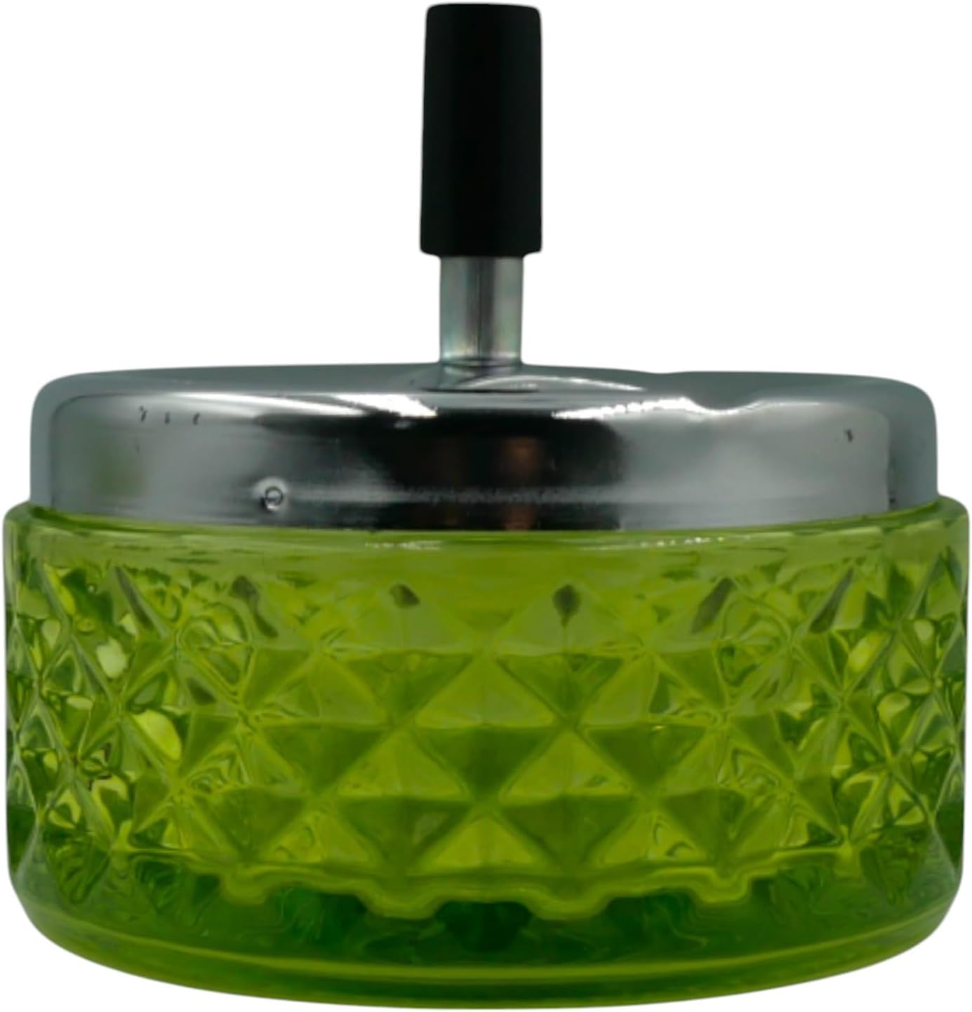 4.4&rdquo; Vintage round Push down Glass Ashtray &ndash; Spinning Self-Extinguishing Design for Indoor/Outdoor Use Choose Your Own Colour (Green)