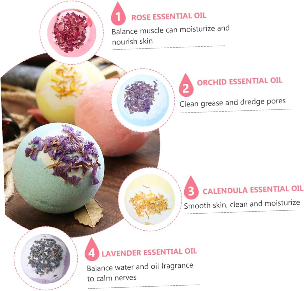 Minkissy 4 Pack Natural Organic Bath Moisturizing Plant Essential Oil for Spa Relaxation