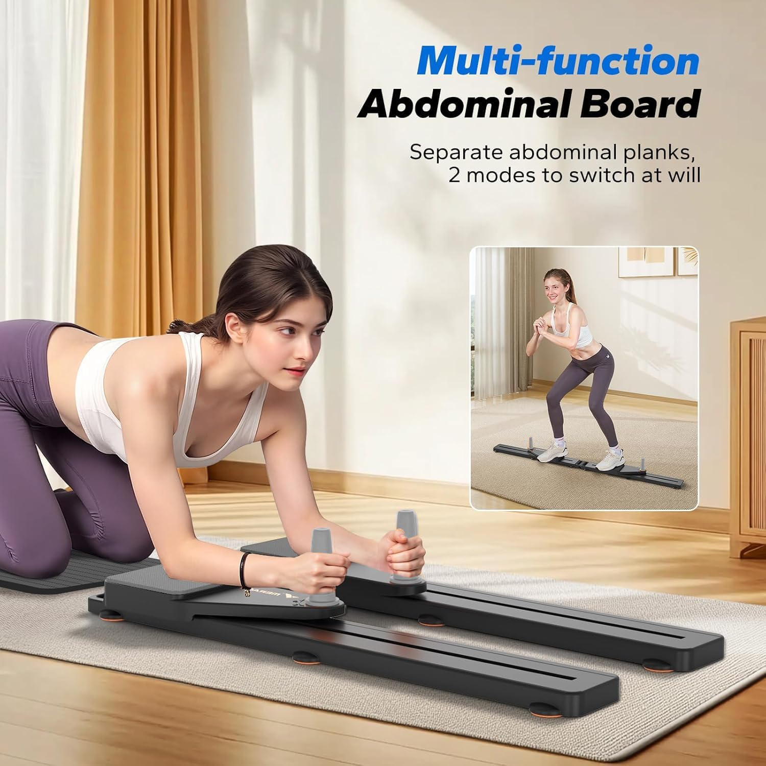OKUYOSHI Pilates Reformer Board with Resistance Bands, Portable Pilates Machine, Full Body Workout for Home Fitness (Black) image number 2