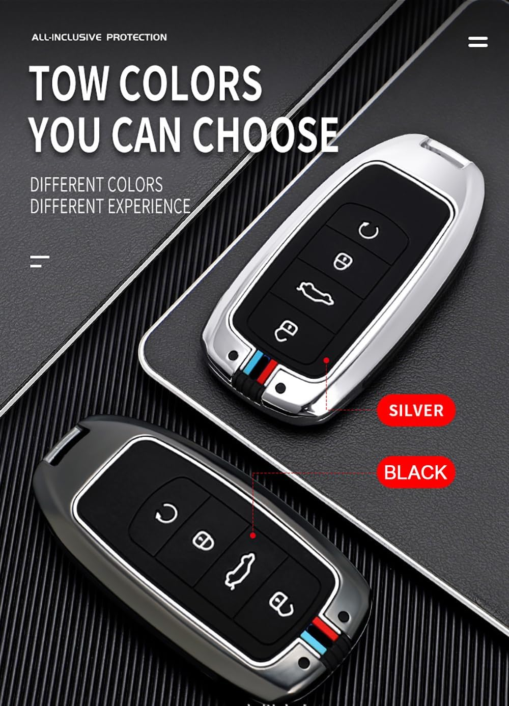 Ontto Metal Car Key Fob Cover Fit for Chery Tiggo 8 Pro plus New 5 plus 7 Pro Tiggo 7 Pro Max Omoda 5 C5 Key Holder Smart Silicone Key Case Shell Bag Keyring Keychain Auto Styling Accessories Silver 2 image number 5