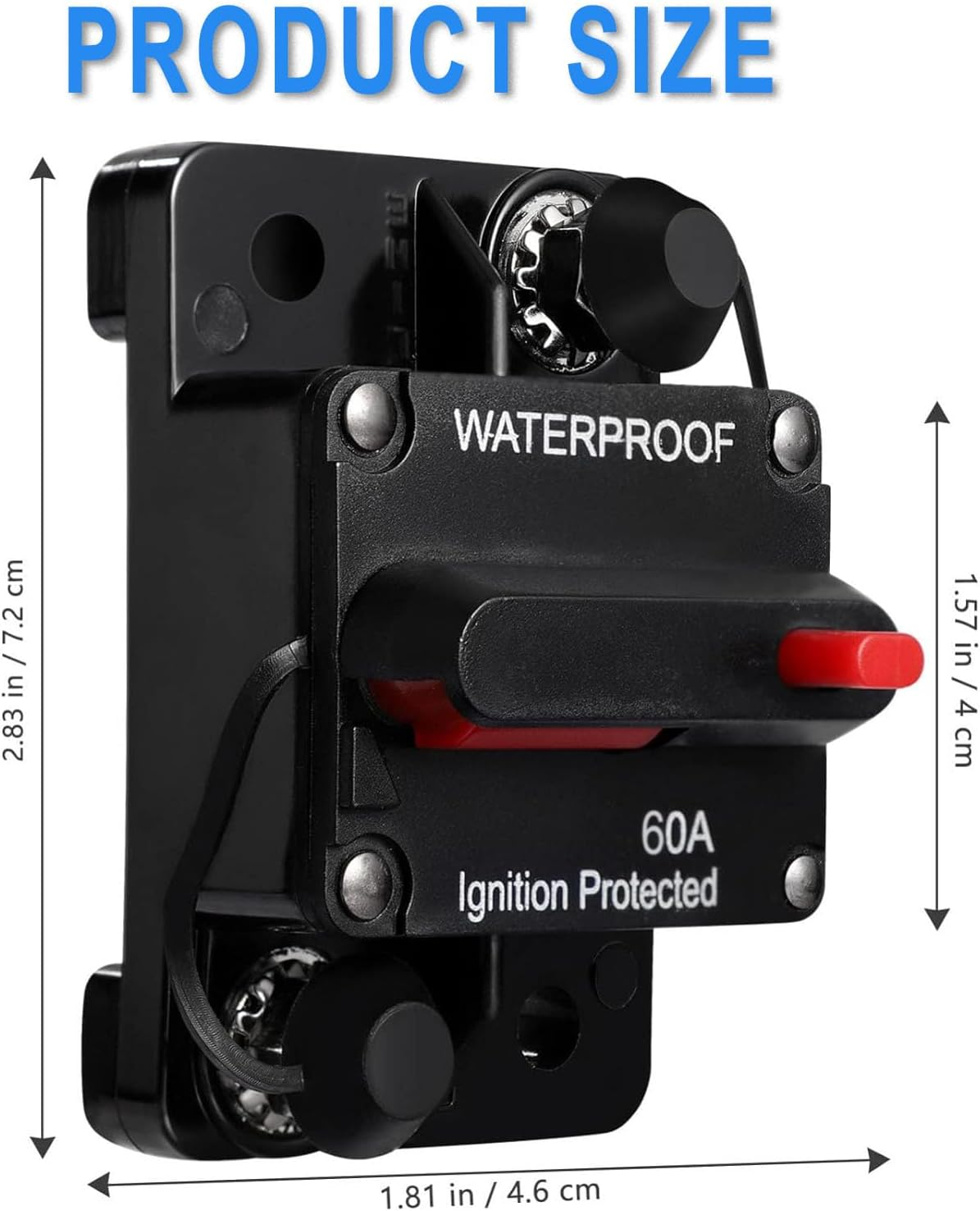 BEANPRECOY Circuit Breaker with Manual Reset 12V-48V DC Waterproof Audio Inline Fuse Holder Inverter for Car, Motor, Marine Boat, Solar Power image number 2