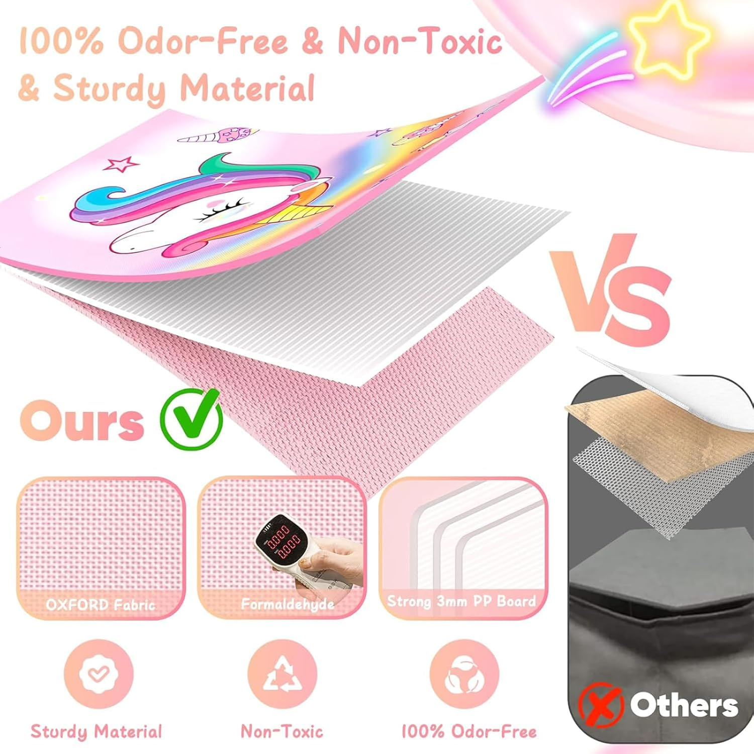 Large Toy Box Chest Storage with Lid - Collapsible Kids Toys Boxes Organizer Bins Baskets Container with Handles for Boys, Girls, Nursery, Playroom, Clothes, Blanket, Bedroom,Pink image number 6