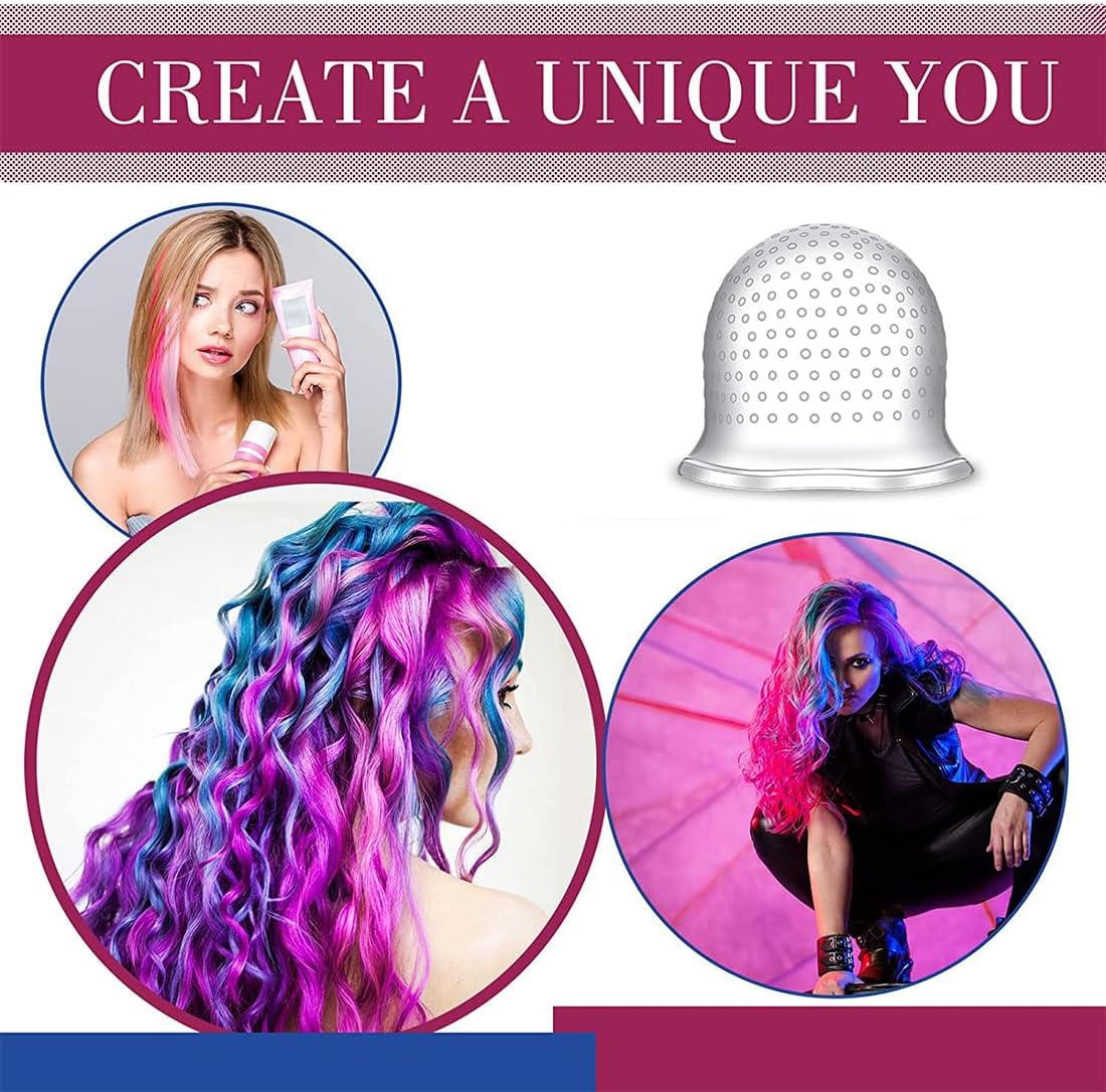 Silicone Highlight Cap, Highlight Cap, Reusable Salon Hairdressing Cap, Highlight Hair Cap, Salon Hair Dye Cap for Women Girls Colouring Hair, with Metal Hooks, White image number 2