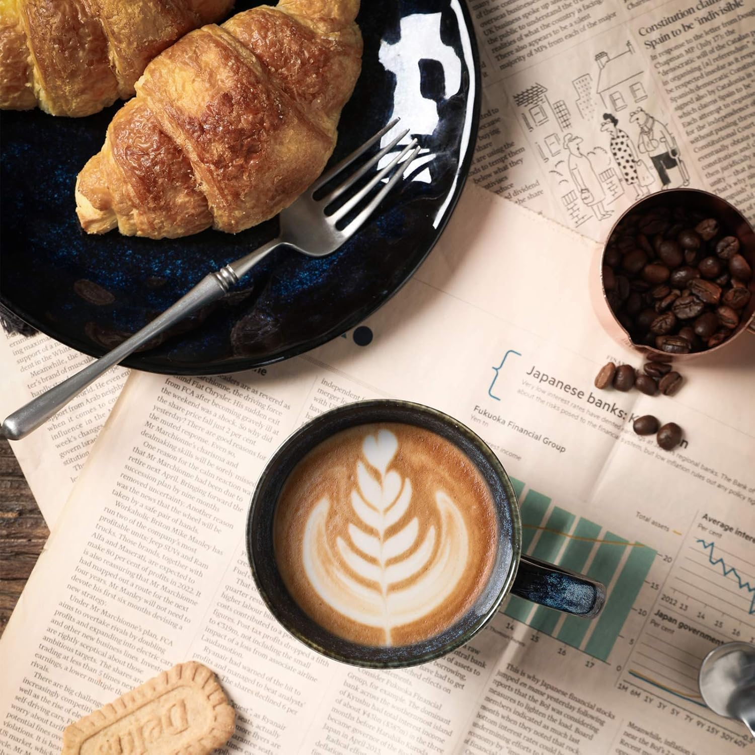 Vicrays Coffee Mug Set, 12 Ounce, Set of 6, Ceramic Mug for Men, Women, Unique Glazed Mugs with Handle for Coffee, Tea, Milk, Cocoa, Cereal(Blue) image number 2