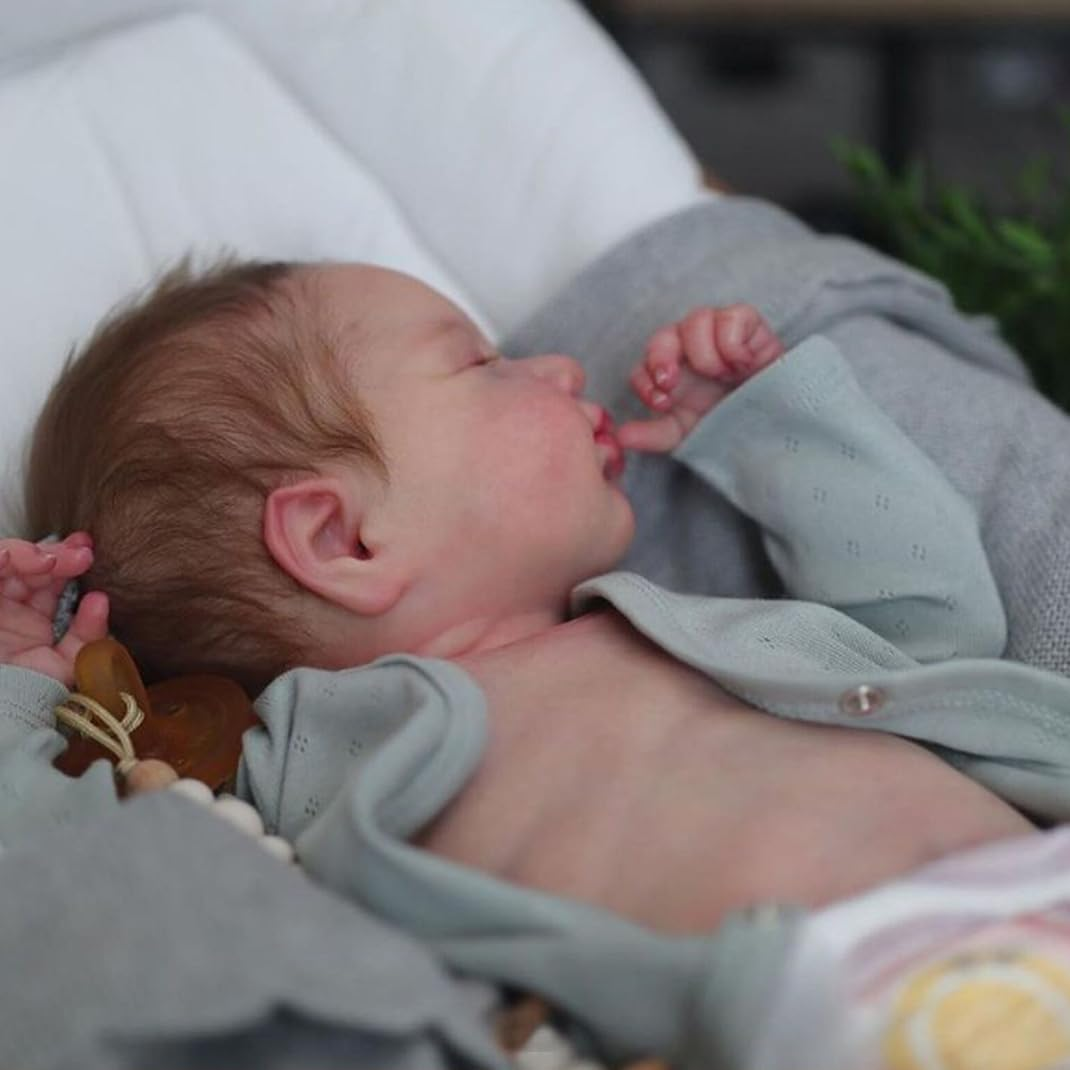 KCKUYUYN Reborn Baby Doll, 49 Cm Realistic Silicone Doll, Lifelike, Soft Body, Whole Body Washable, Can Be Used as a Present