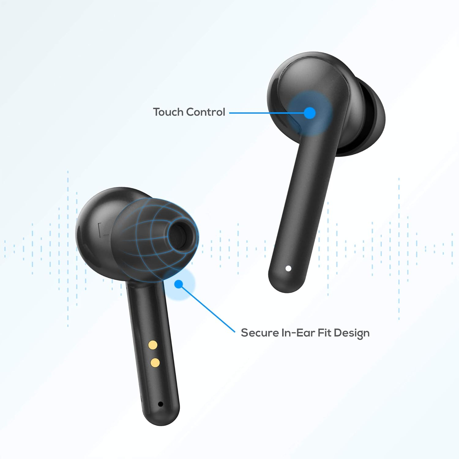 Mbeat E2 True Wireless Bluetooth Earbuds In-Ear Stereo Bluetooth Headphones Wireless Earphones (Bluetooth 5.0, Built-In Mic, Stereo Calls, Total 24 Hours Playtime)