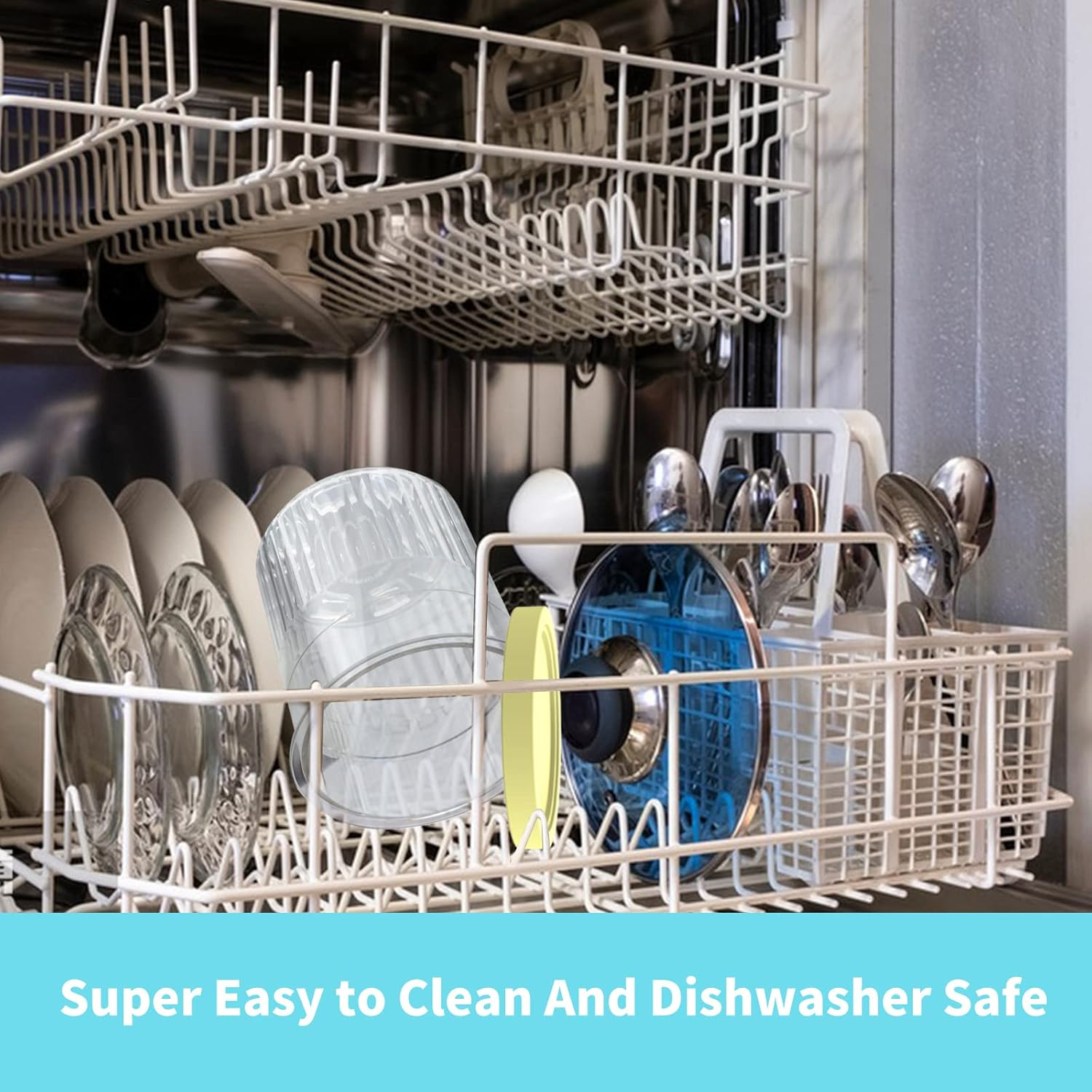 YUSFKJ Replacement for Ninja Creami Pints and Lids - 4 Pack NC501, Compatible with NC501 NC500 Series Deluxe Ice Cream Makers, Pint Containers Leak Proof Lids, Dishwasher Safe Transparent image number 4