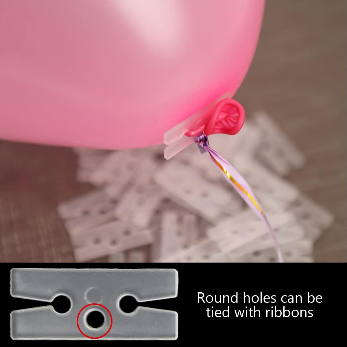 GXXMEI 300PCS Plastic Balloon Clips Ties for Sealing, H Shape Bulk Balloon Ties Clips Tool for Wedding Party Christmas Birthday Decoration image number 3