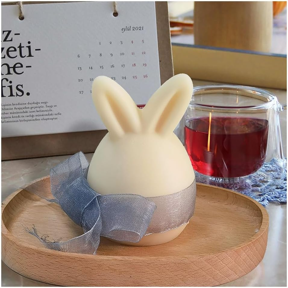 2 Pcs Rabbit Candle Mould,Easter Rabbit & Soap Silicone Mold,Bunny for Cake Decorating,Easter Decorating,Candle Crafts,Clay Art Craft Home Decor image number 1