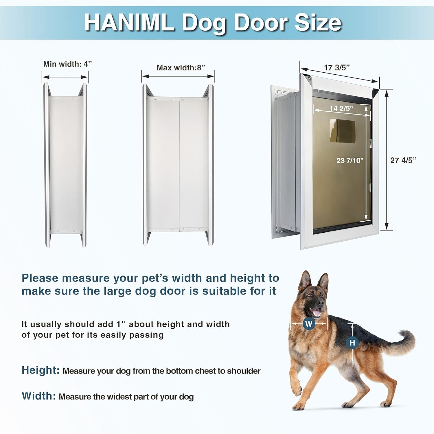 Extra Large Dog Door for Exterior Wall, Wide Telescoping Tunnel Aluminum Doggy Door for Thick Door, Energy Efficient Double Flaps Pet Door with Lockable Pannel image number 1