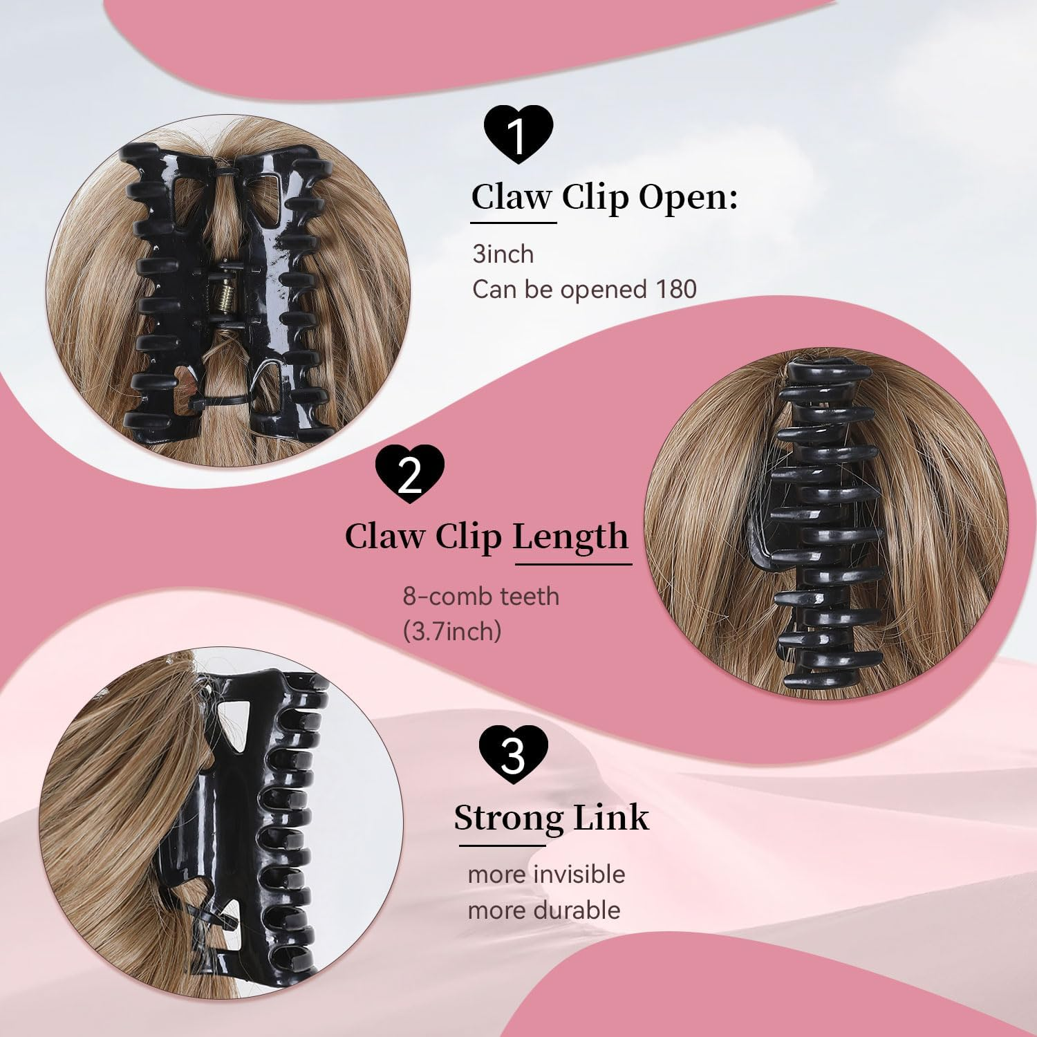 Fulang Hair Pack of 2 Ponytail with Clip Hairpiece with Elastic Band Large Bun Claws Clip Hairpiece Messy Bun Hairpieces Wavy Natural Synthetic Hair Scrunchie Women image number 4