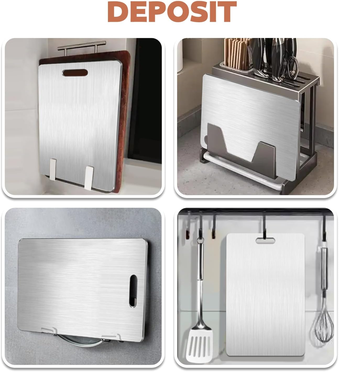 4 Pcs Titanium Cutting Board Set SUS304 Stainless Steel Cutting Board for Kitchen for Home Kitchen Cooking Meat,Vegetables,Bread Baking Board Cutting Multiple Sizes Board for Kitchen image number 5