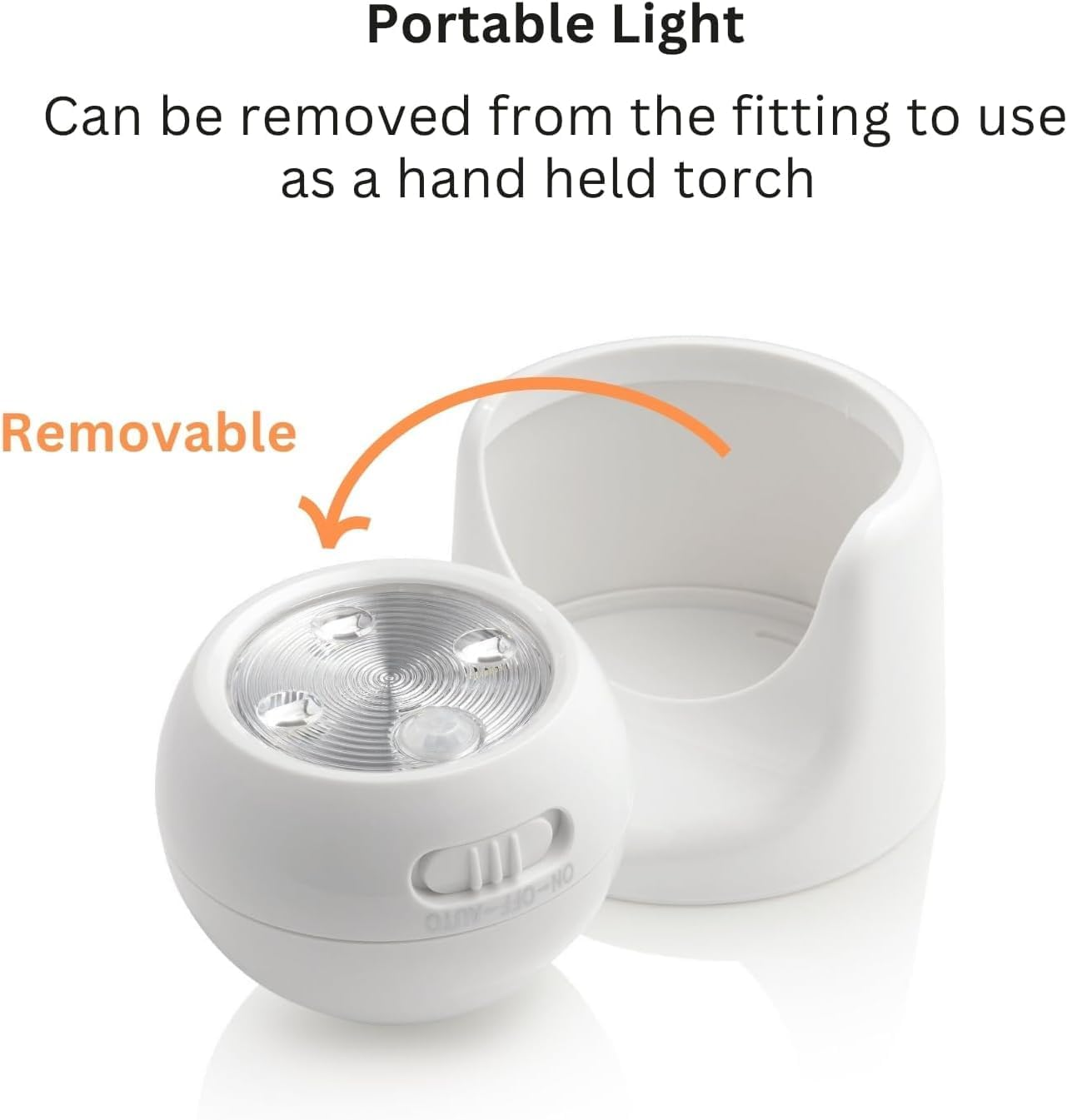 Auraglow Battery Operated Motion Activated PIR Sensor Detachable Cordless LED Security Light (White, No Batteries) image number 2