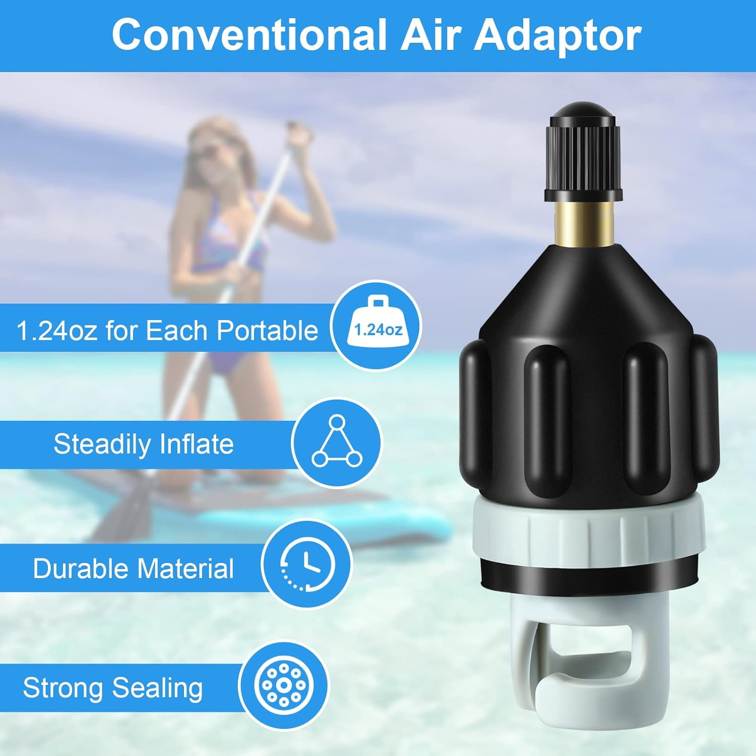 2Pcs Inflatable Boat SUP Pump Adapter, Premium Conventional Air Adapter, Sturdy SUP Air Adapter,Quickly Inflation and Strong Sealing SUP Pump Adapter, for Inflatable Boat, Paddleboard and Kayak. image number 1