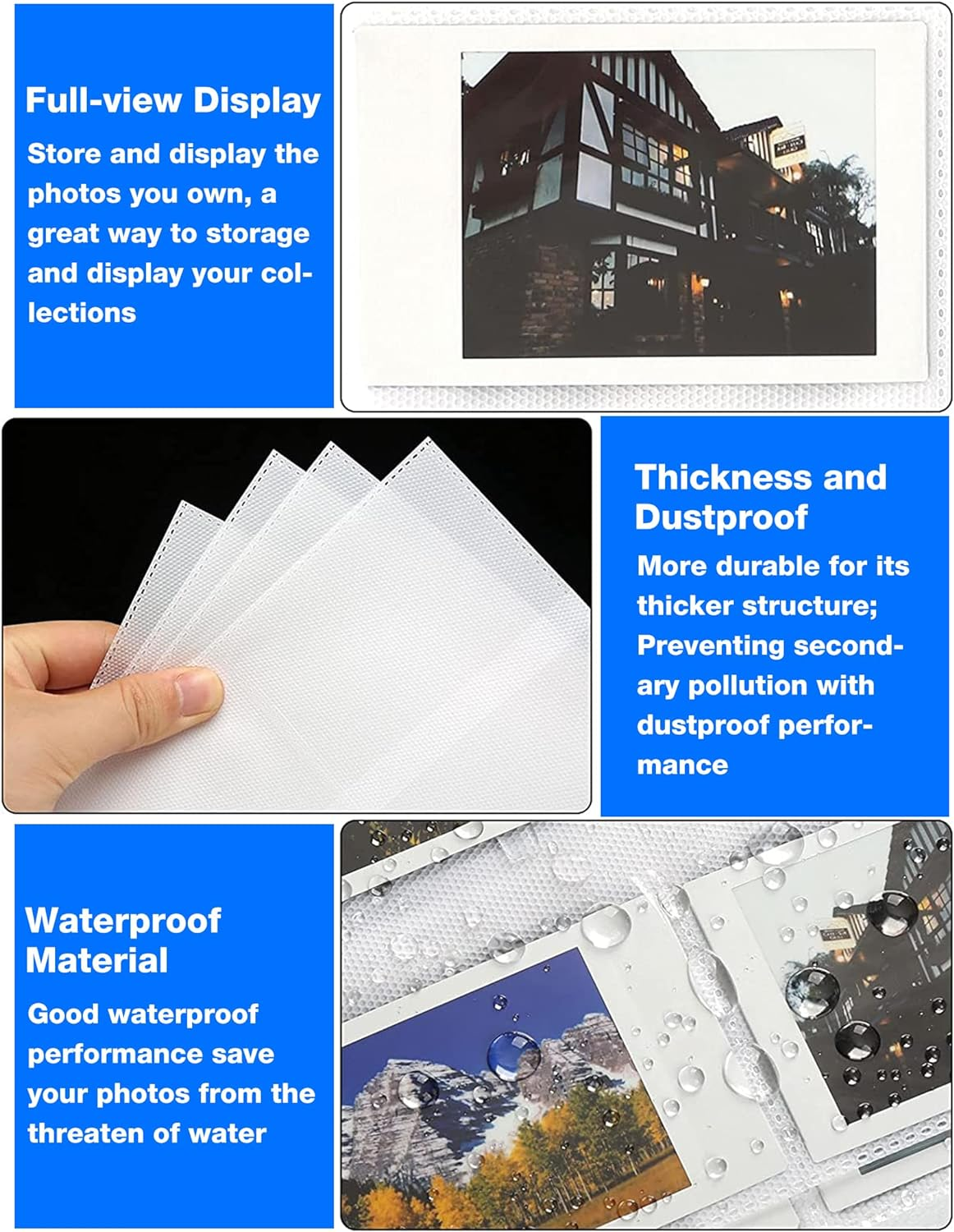 256 Pockets Mini Instant Photo Album, Picture Case for Fujifilm Instax Film 7 8 9 11, PU Leather Photo Wallet Album, Photo Album with 3 Inch Card Binder, Family Albums for Christmas, Wedding (Purple) - Purple image number 6