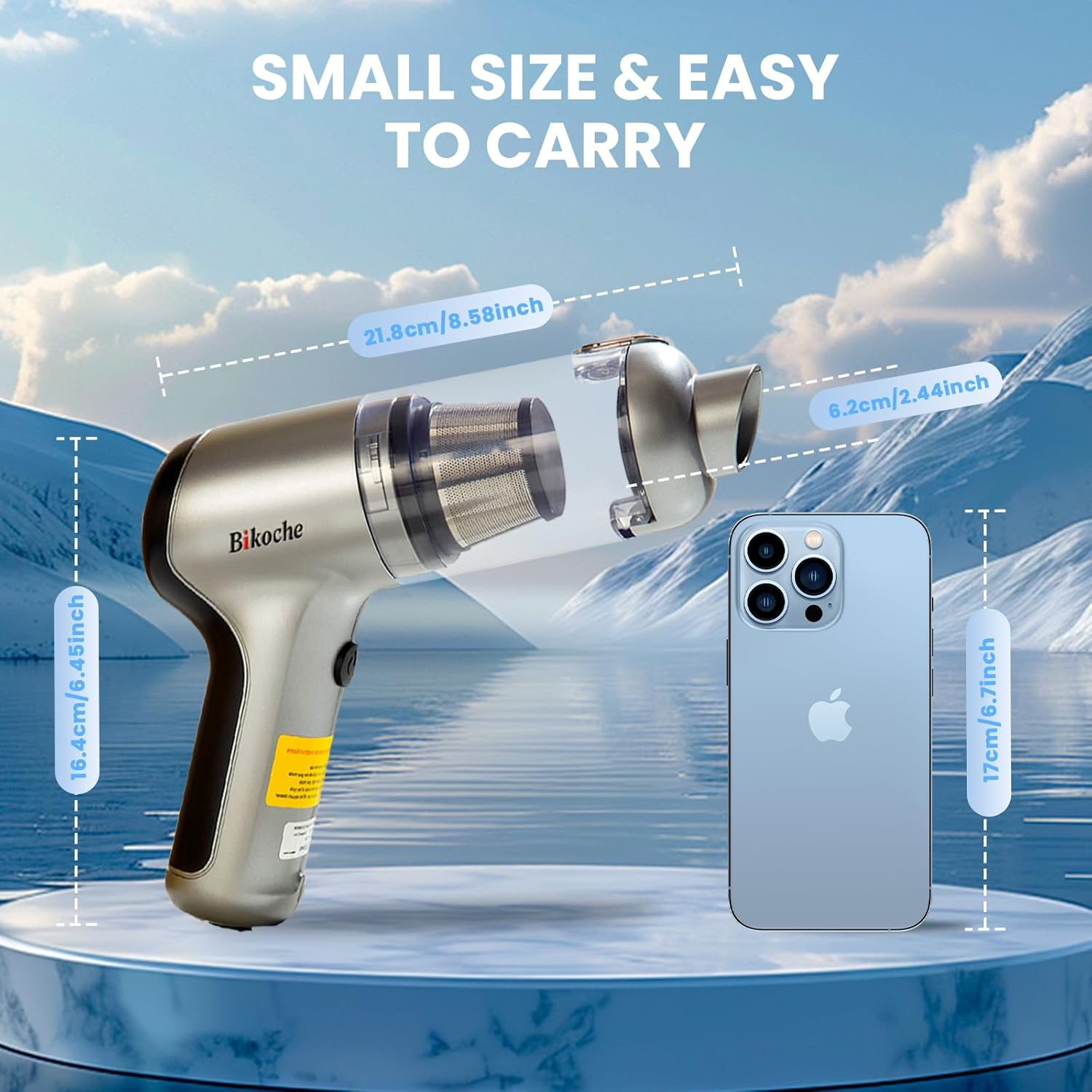 Car Vacuum Cleaner - 3 in 1 Powerful Rechargeable Mini Car Vacuum, Portable Vacuum Blower with Brushless Motor, Cordless Handheld Vacuum for Car, Home, Keyboard Cleaning