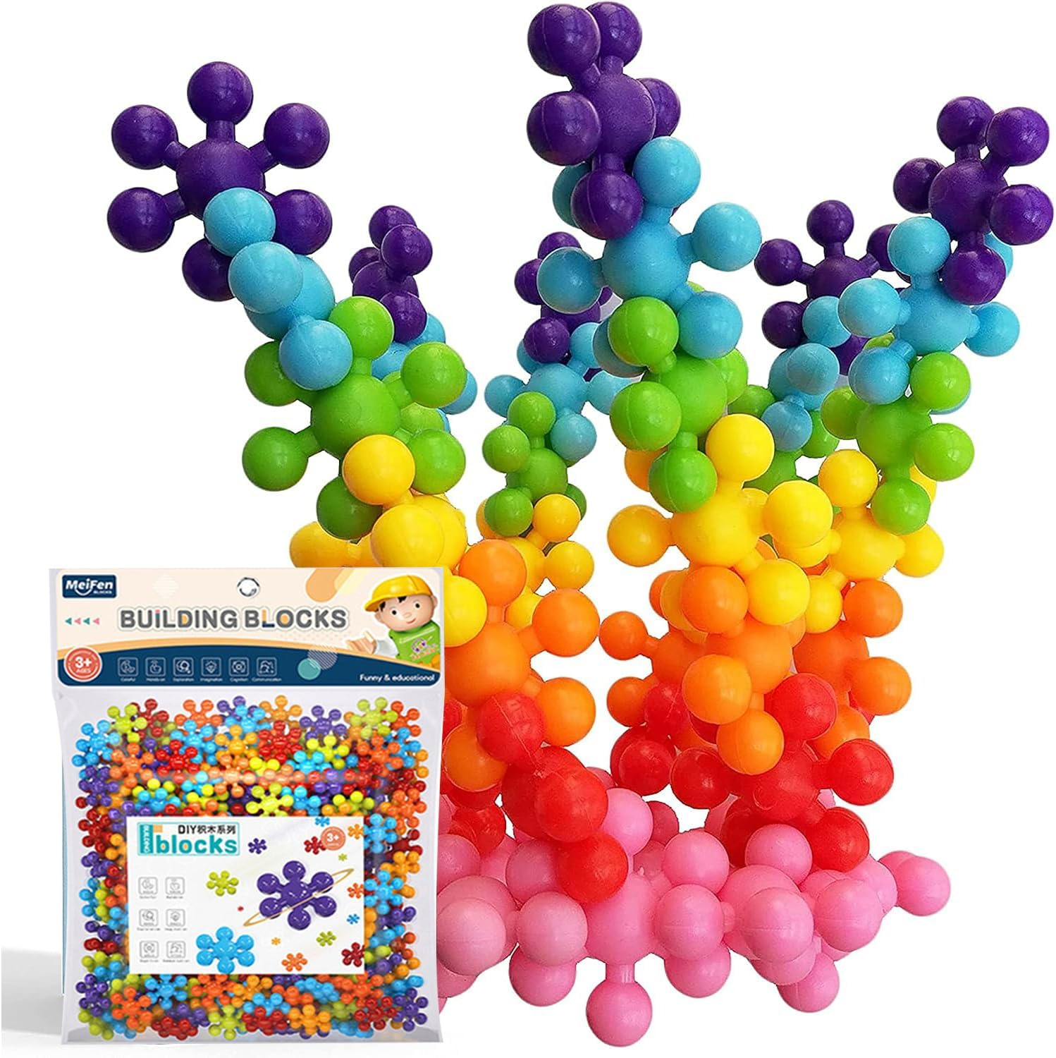 Cawtiuly Kids 160Pcs Building Blocks Set Educational STEM Building Toy, Construction Block Toys Set Learning Playset Kit for Boys Girls, Child Brain Development Preschool Kindergarten Toy Age 3+