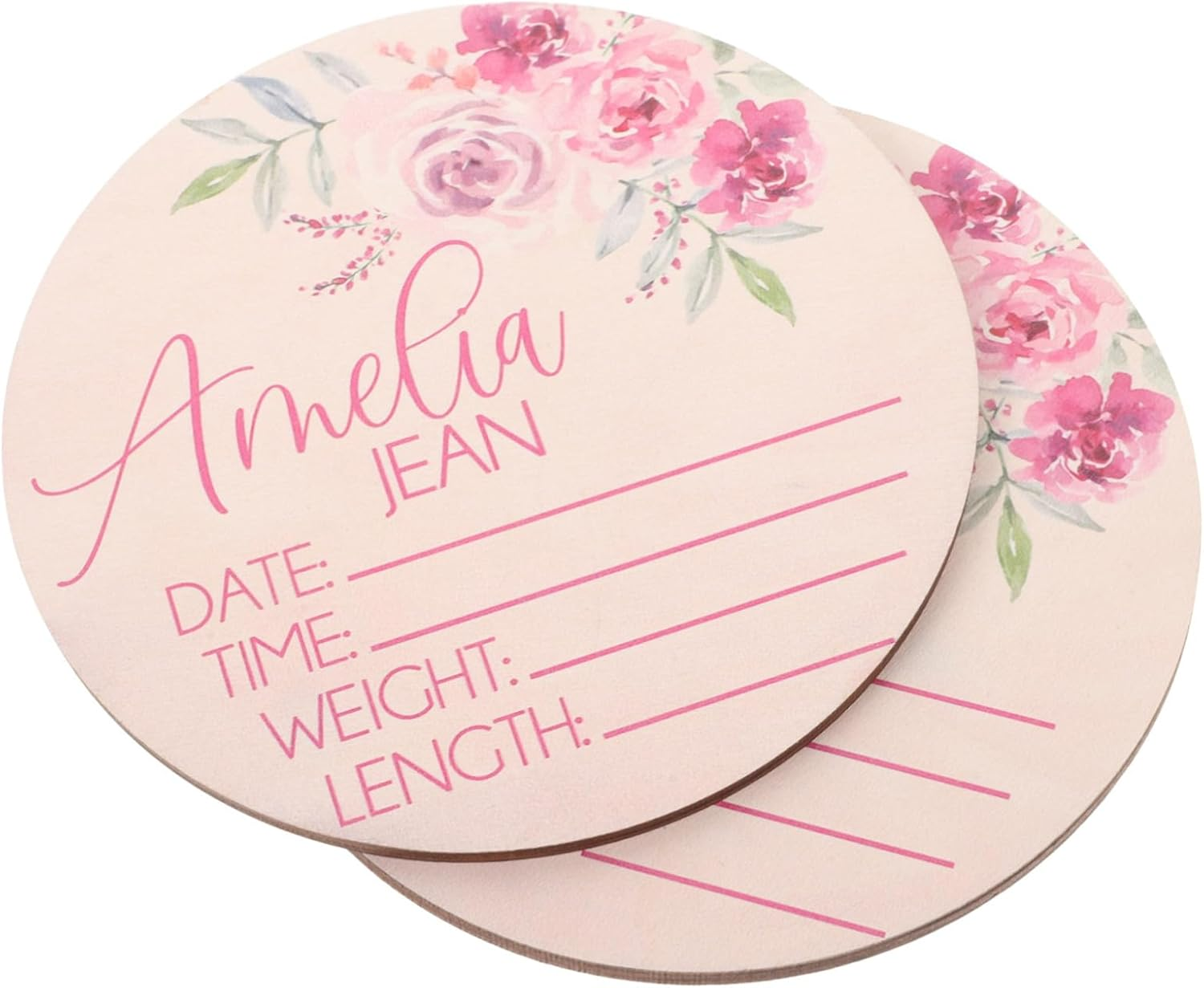 2Pcs Wooden Birth Announcement Name Signs Personalised Name Plaques for Nursery Decor Memory for Newborn Photos image number 6