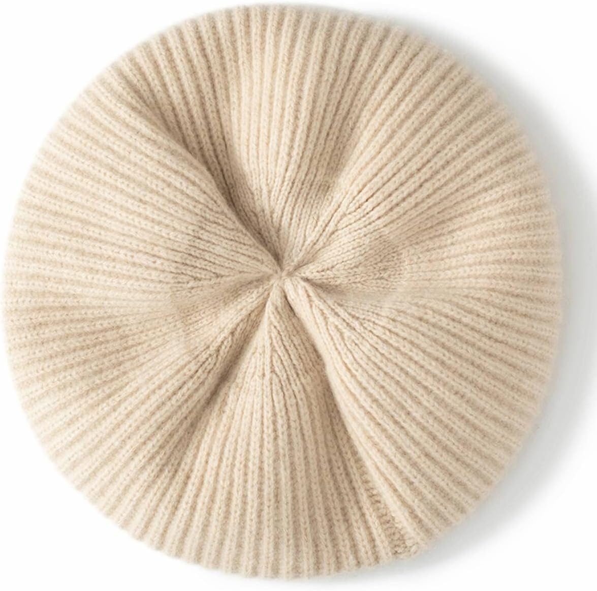 Cashmere Berets Hats Women Winter Warm Merino Wool Knitted Oversized Beige Beanie