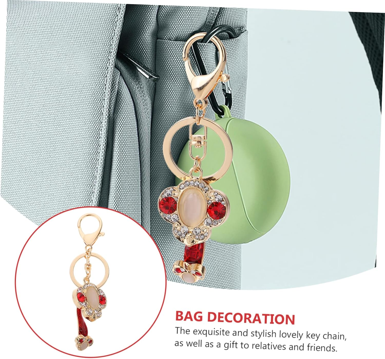 CHILDWEET Wishful Keychain Rhinestone Purse Car Hanging Accessories for Women Ladies Handbags Handbag Crystal Pendant Keychain Hanging Ornament Backpack Purse for Women Exquisite Key Chain - Red image number 5
