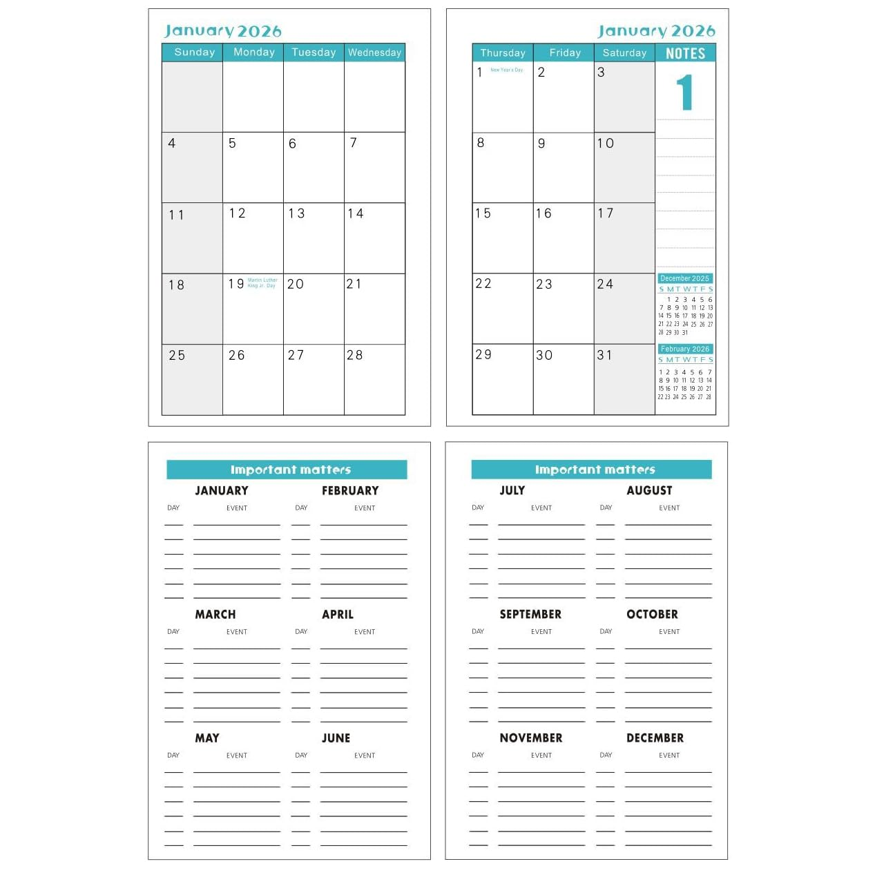 Haobase 2026 Diary A5 Week to View, January 2026 - December 2026, Elastic Closure, Monthly ＆ Weekly Planner for Work, Study, 21 Cm X 15 Cm X 1.3 Cm (Color01) image number 4