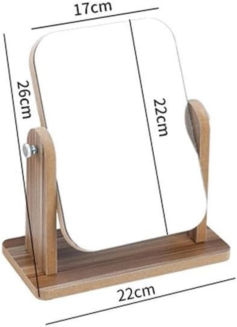 Desk Vanity Makeup Mirror with Natural Bamboo Stand Tabletop Travel, Wood Portable Table Desk Countertop Mirror Bathroom Shaving Make up Mirror Adjustable Mirror image number 3