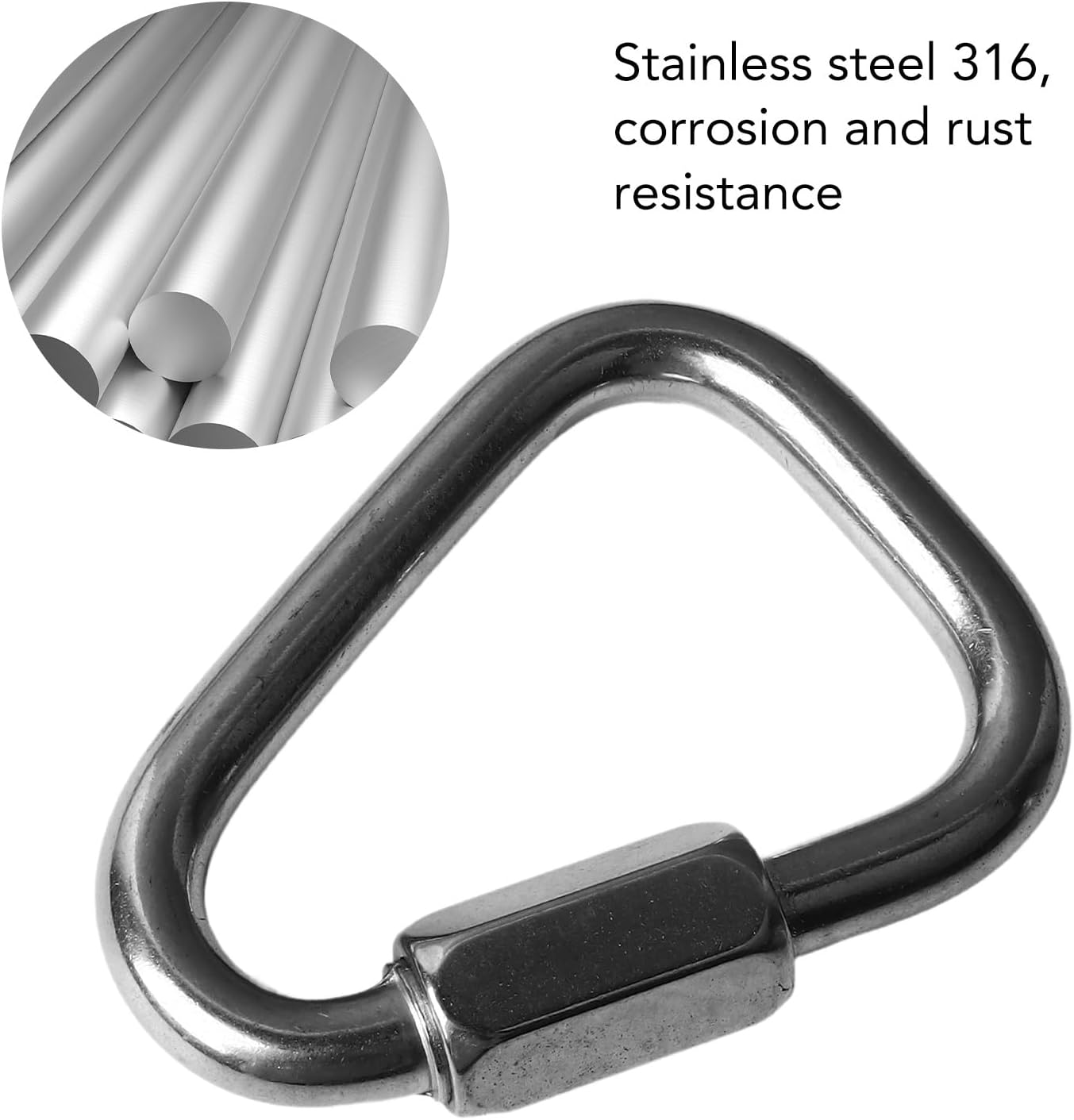 Delta Quick Link, 2.8 Heavy Duty Triangle Locking Carabiner, Stainless Steel Triangle Quicklink Chain Connector, Screw Lock Carabiner Links for Camping Outdoor Equipment Hammocks image number 6