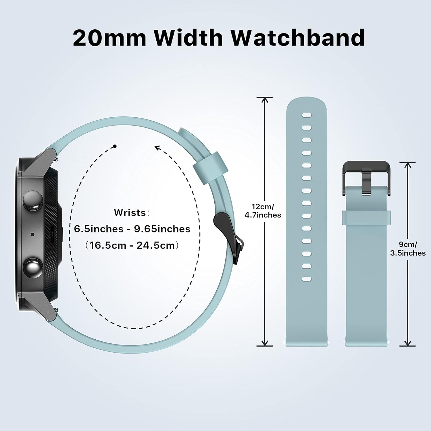 Ticwatch E3 Watch Band Replacement - 20Mm Width Silicone Watchband Strap for Ticwatch E3 image number 2