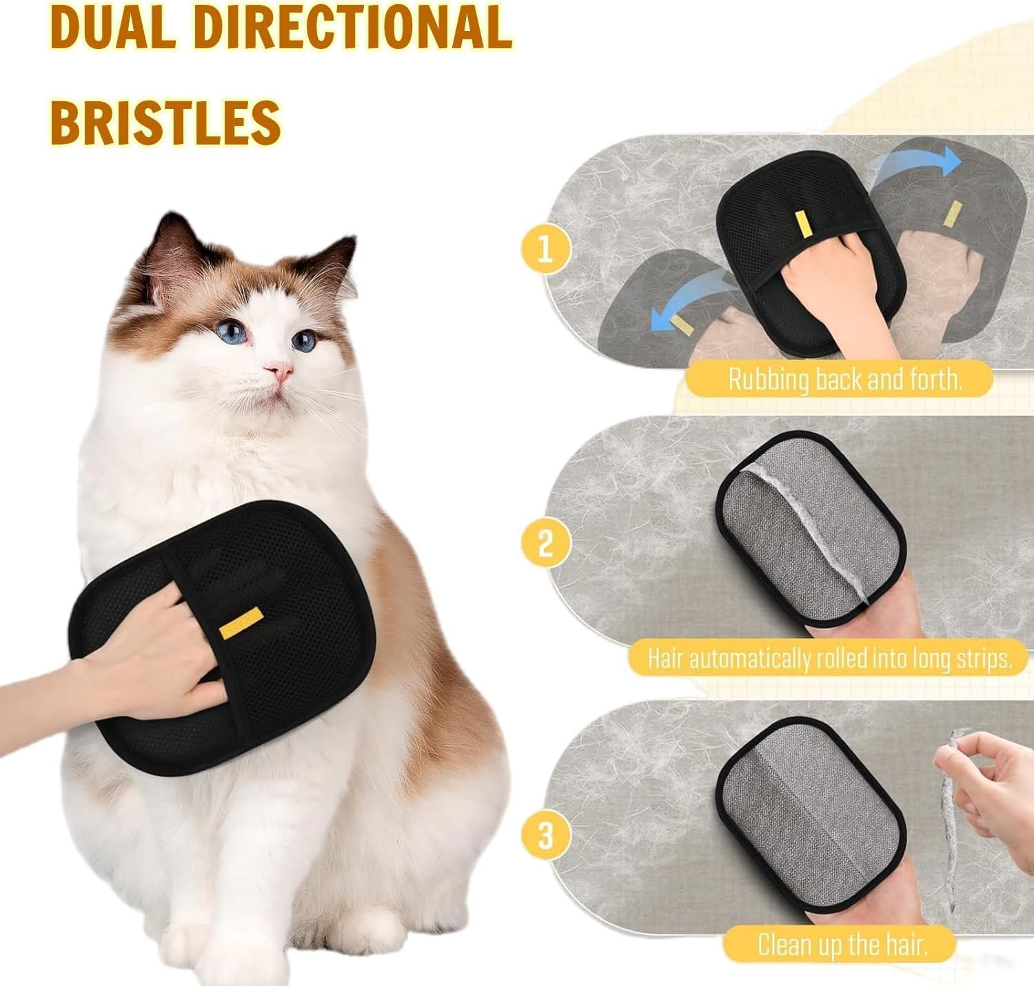 Upgraded Pet Hair Removal Gloves (2 Pack) - Electrostatic Dog & Cat Hair Remover for Furniture, Couch, Car Seats, Laundry - Reusable Grooming & Cleaning Gloves image number 5