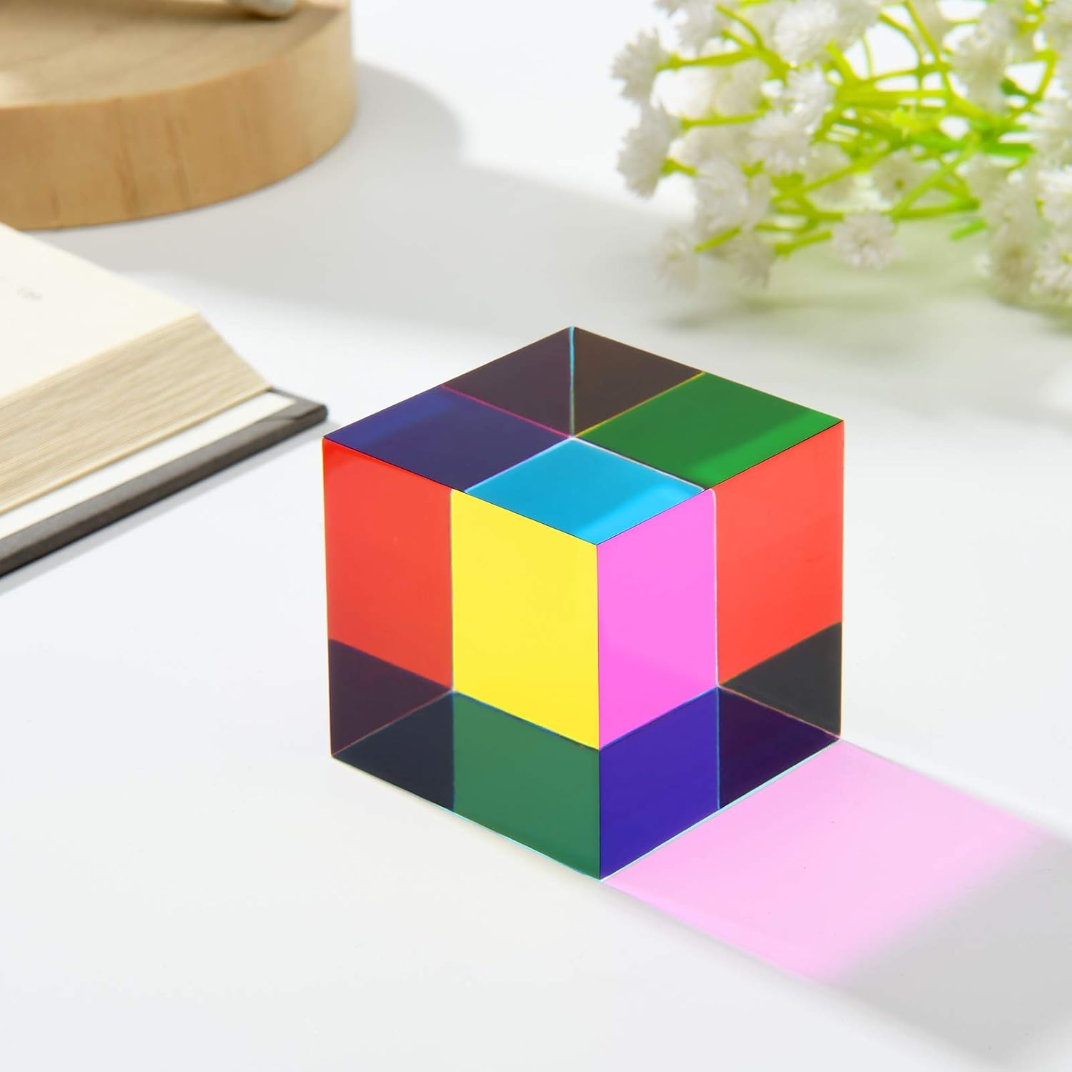 CMY Mixing Colour Cube, 50Mm (2 Inch) Acrylic Cube Prism, Cmycube for Home or Office D&eacute;cor, STEM/STEAM Desktop Toys, Science Learning Educational Kids image number 2