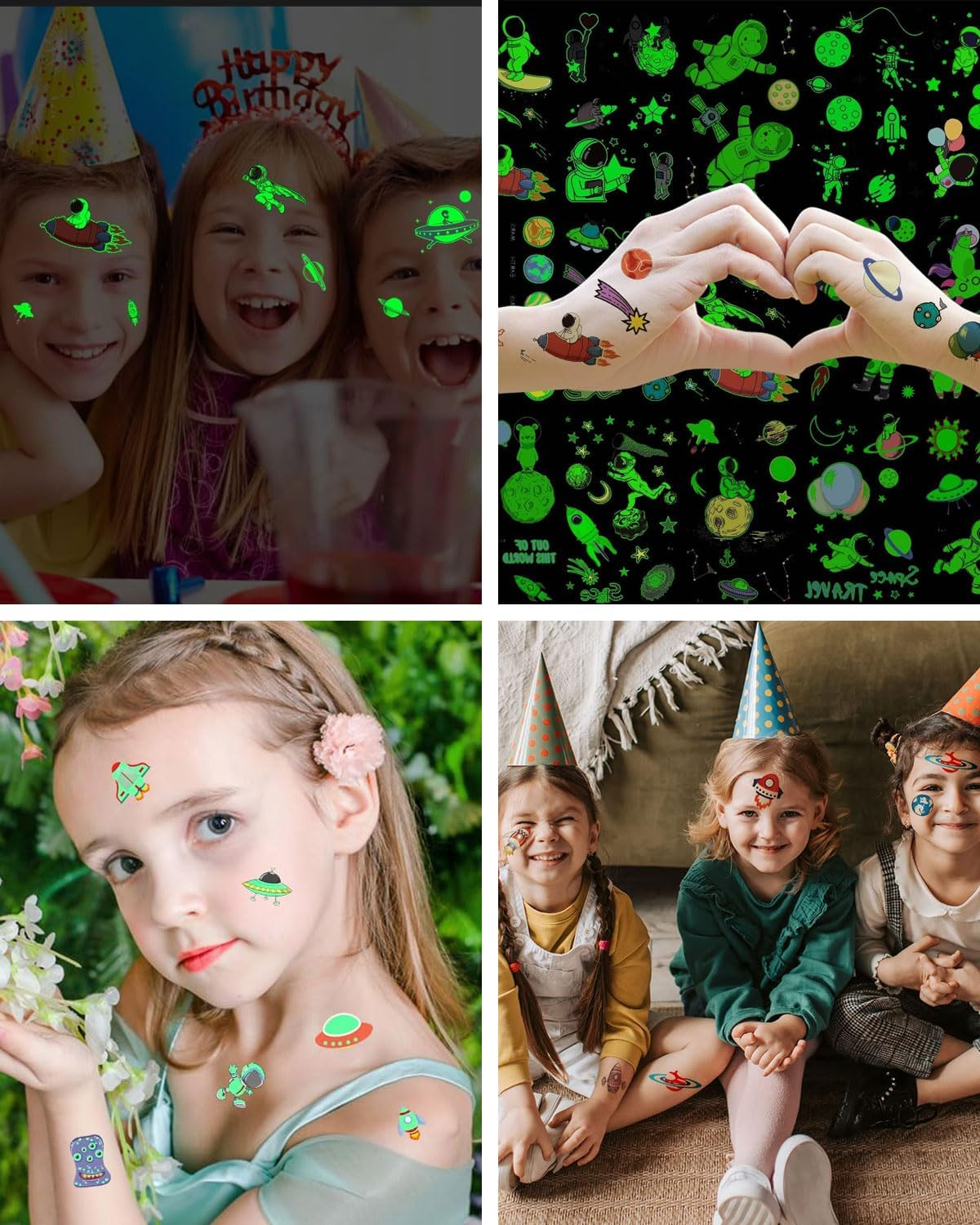 TPZORJX Space Children'S Tattoo, 12 Sheets Luminous Tattoos Children, Skin-Friendly Tattoos for Space Party Bags Children'S Birthday, Small Gifts, Toy image number 4